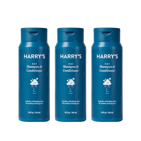 Harry's Men's Shampoo and Conditioner 2 in 1, Gentle & Refreshing For All Hair Types, 14 Fl Oz, 3 Count