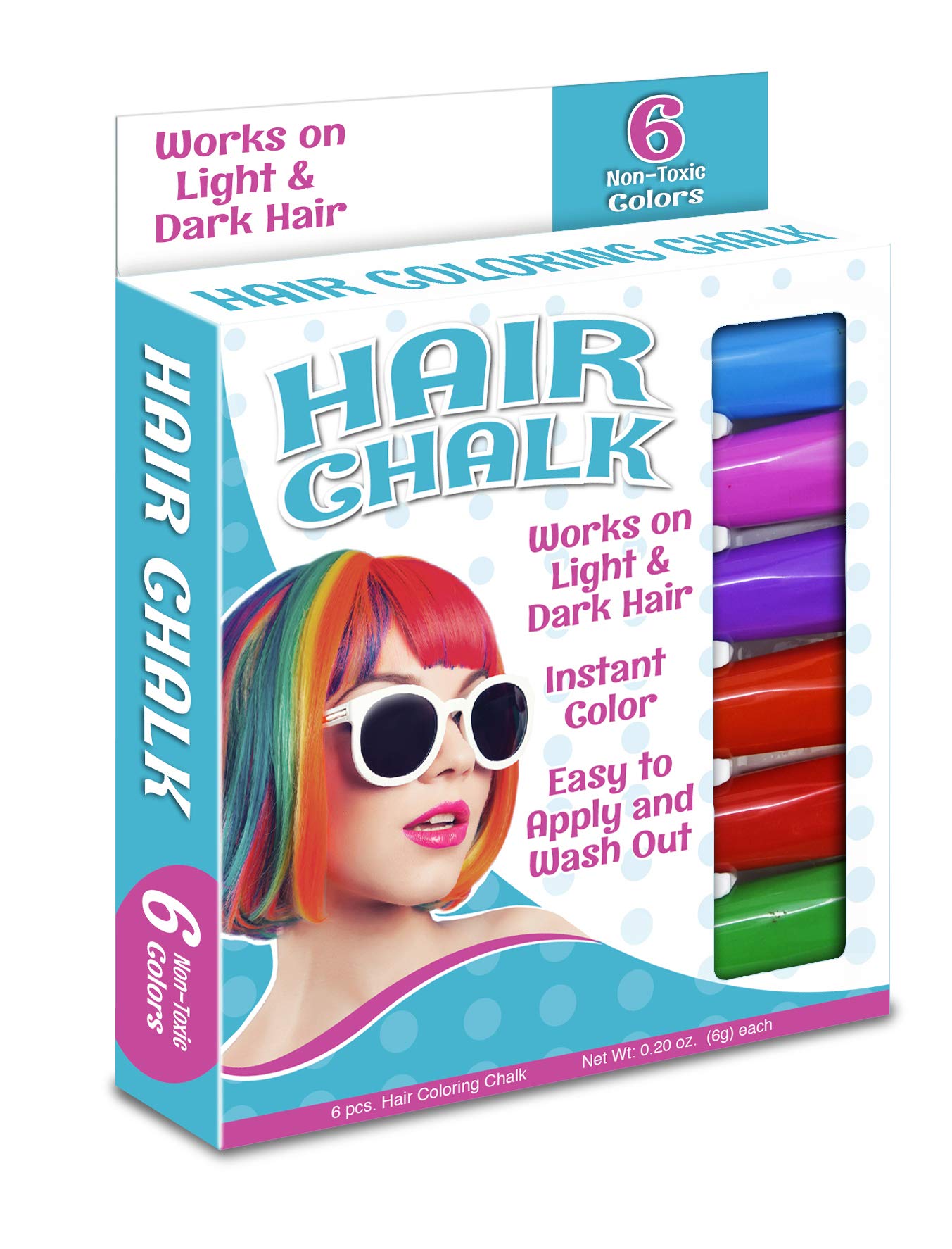 The Pencil Grip Hair Coloring Chalk, 6 Colors