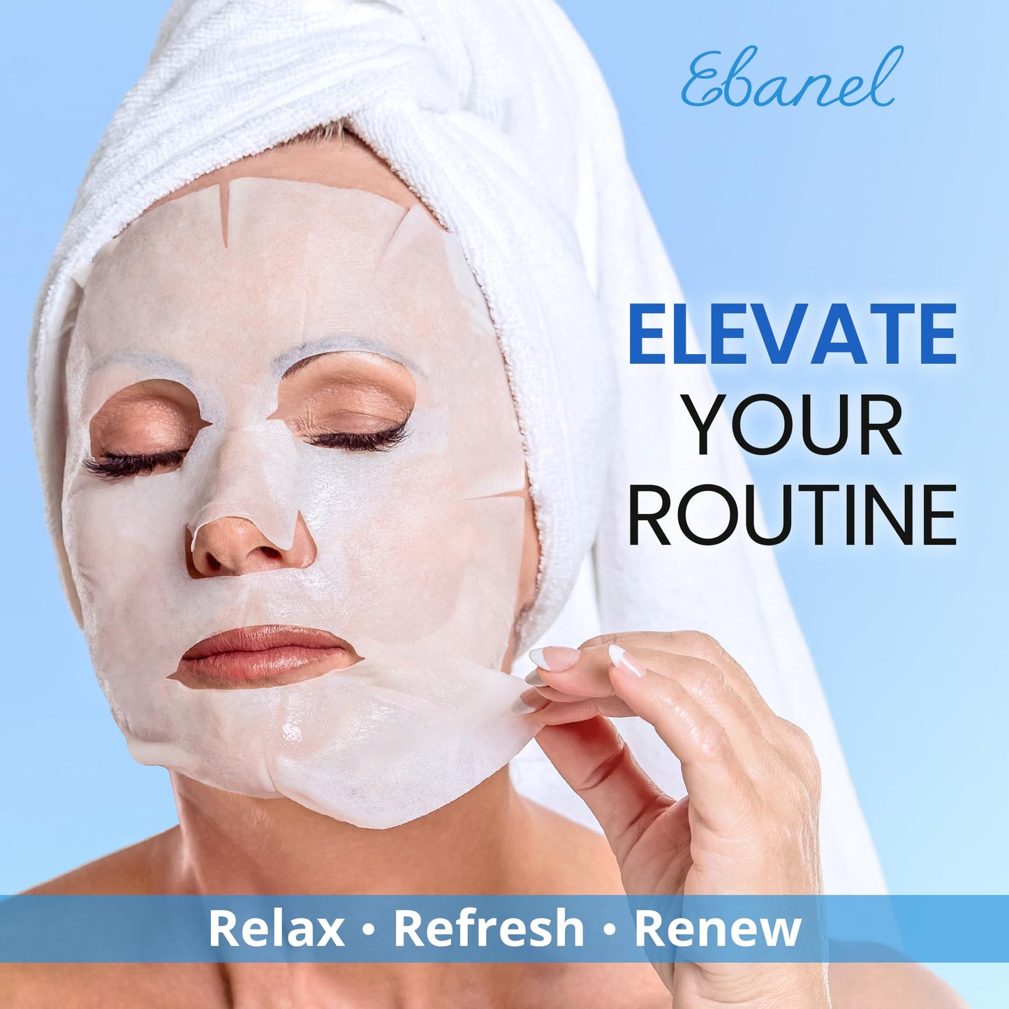 Ebanel 10-Pack Collagen Sheet Masks – Hyaluronic Acid, Vitamin C, Peptides & Aloe for Hydrating, Brightening, Firming & Anti-Aging