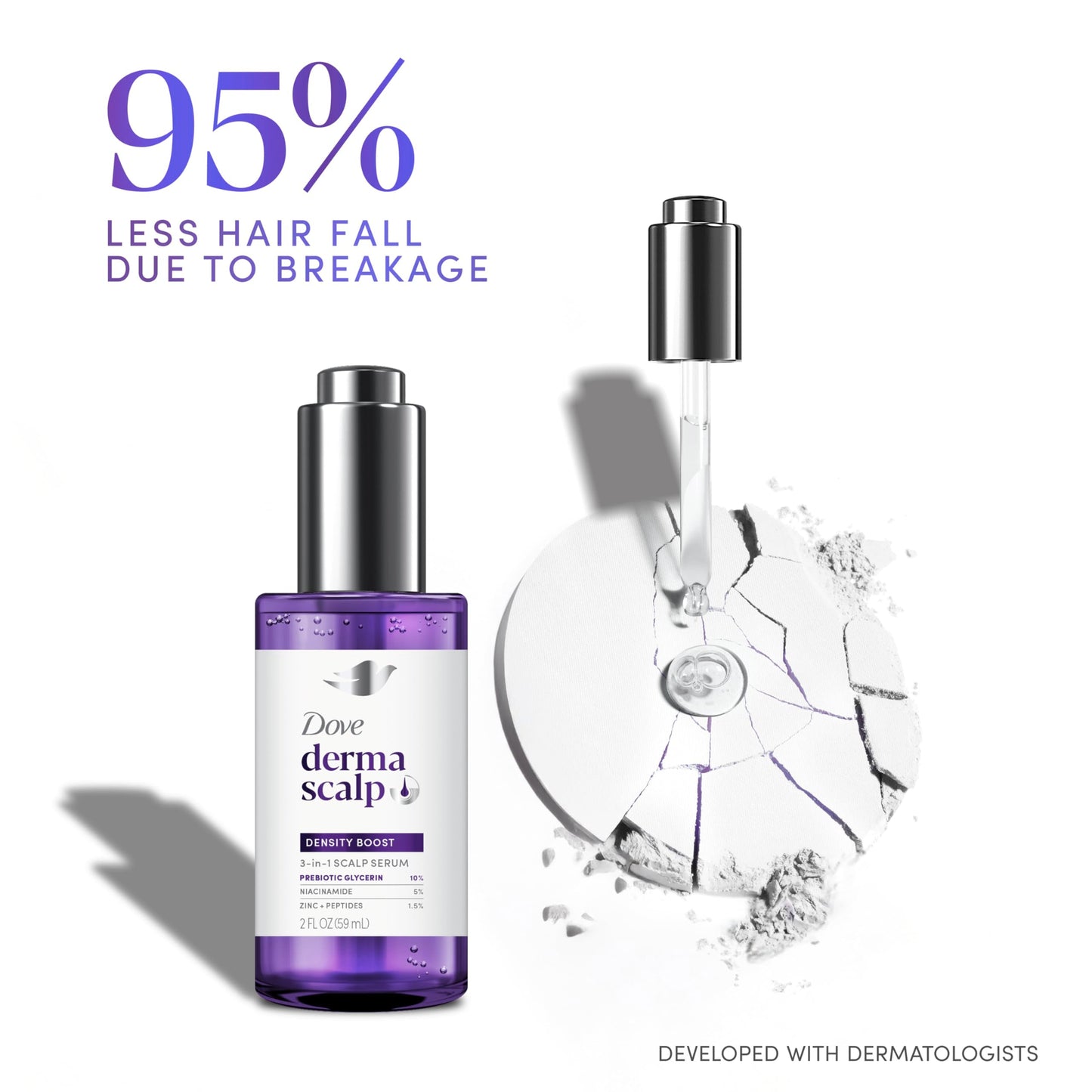 Dove Density Boost Scalp + Hair Therapy Serum, 2 oz | Restores Visible Fullness & Strength | Clinically Proven Hair Thickening Formula