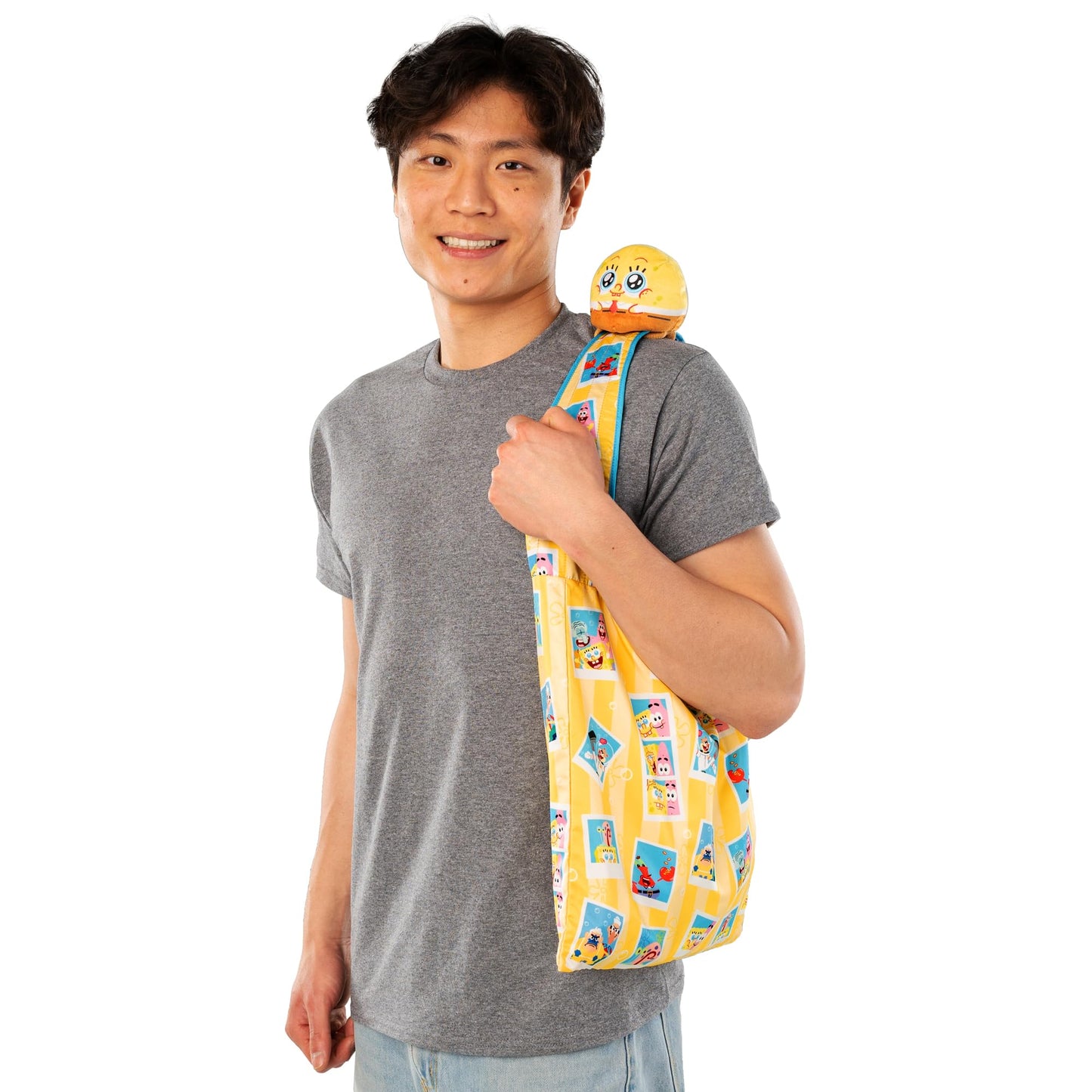 TeeTurtle SpongeBob Plushie Tote Bag – Amazon Exclusive Bikini Bottom Buddies, Official Kawaii Foldable Shoulder Bag