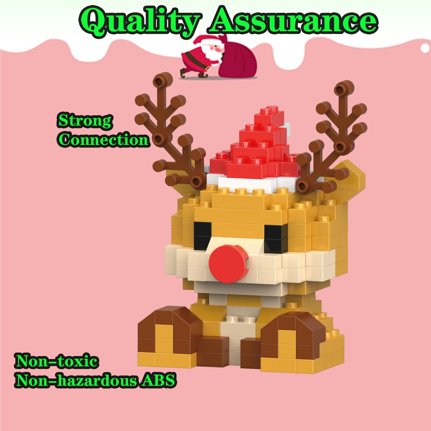 Eqkasio Christmas Reindeer Building Blocks, Compatible with Lego, Micro Stacking Toy Set for Kids 6+, Holiday & New Year Gift
