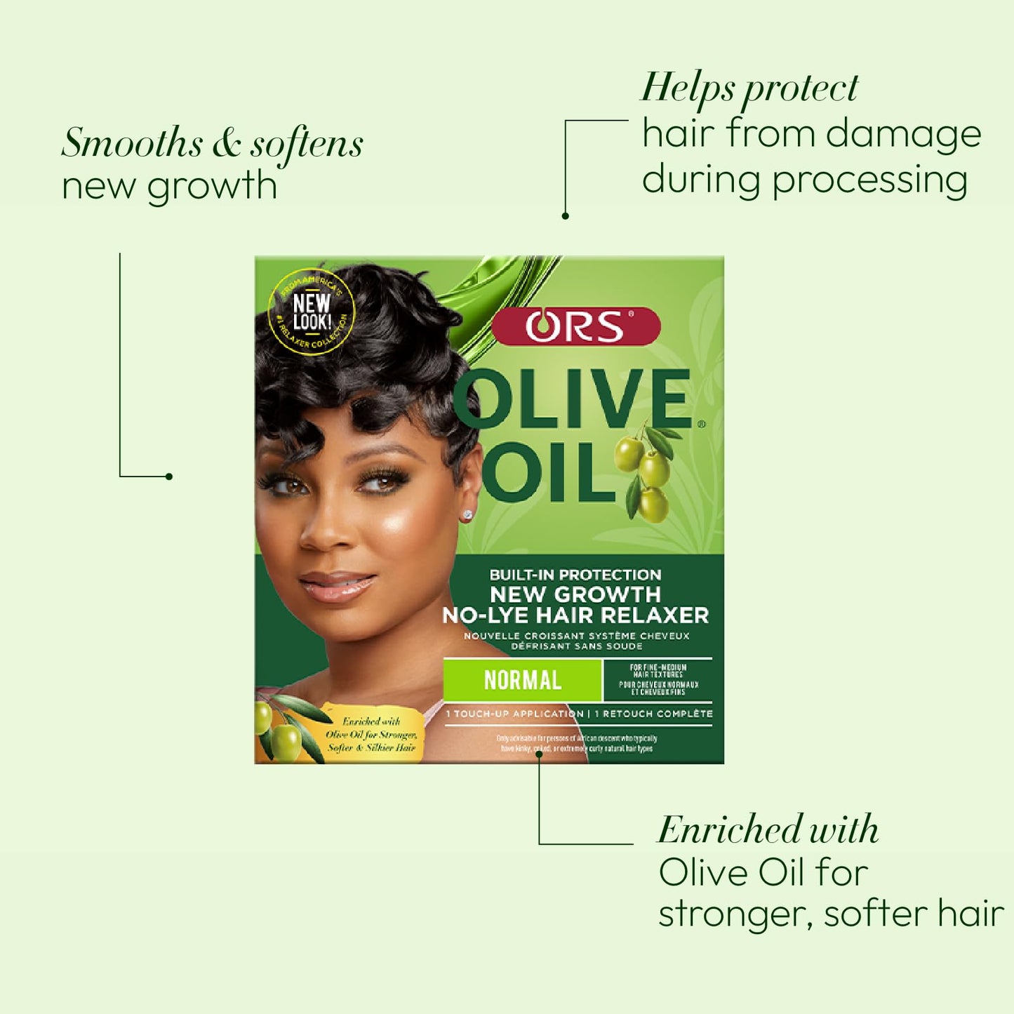ORS Olive Oil Built In Protection New Growth No-Lye Hair Relaxer Normal Strength (Pack of 4)