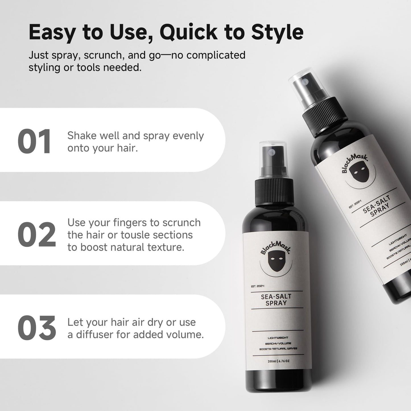 BlackMask Sea Salt Spray for Men – Natural Volume & Texture, Lightweight Hold, Effortless Style