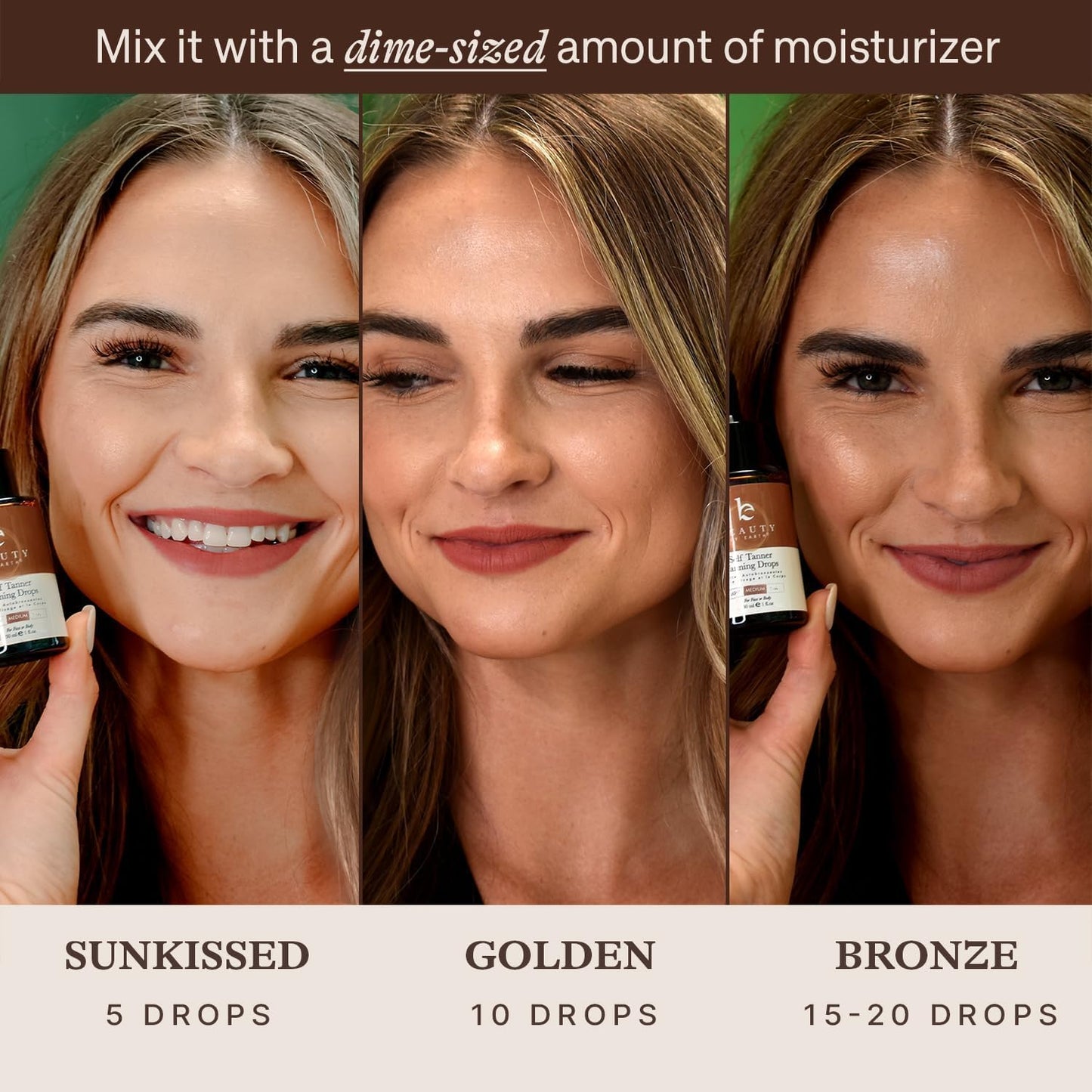 Self Tanning Drops for Face & Body – Medium Shade, Natural & Organic Ingredients, Moisturizing Bronzing Tanner, USA Made, Toxin-Free Fake Tan
