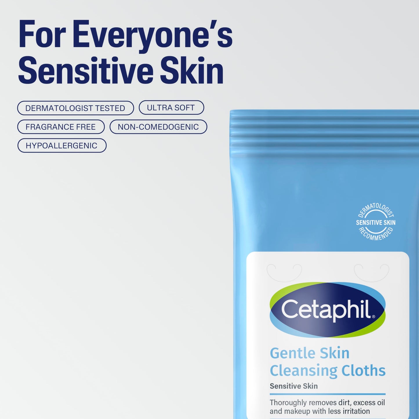 Cetaphil Gentle Face & Body Wipes, 25ct x3 Pack – Hypoallergenic, Fragrance-Free Cleansing Cloths for Sensitive, Dry Skin, Travel & Gym