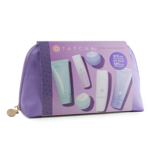 TATCHA Mini Favorites Set | Travel Sized Bestselling Cleansers, Essence, and Moisturizers | $120 Value