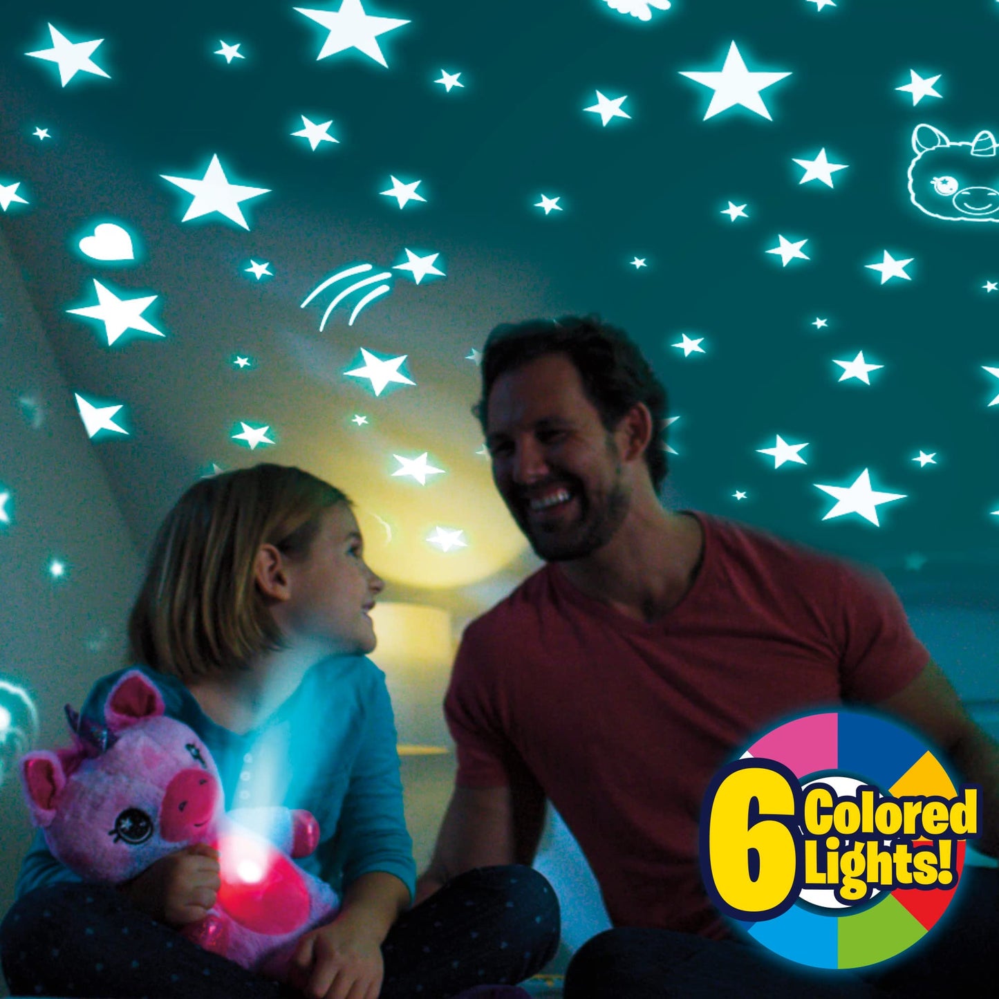 Ontel Star Belly Dream Lites Unicorn – Plush Night Light, Glowing Stars & Shapes in 6 Colors, Pink & Purple Stuffed Animal