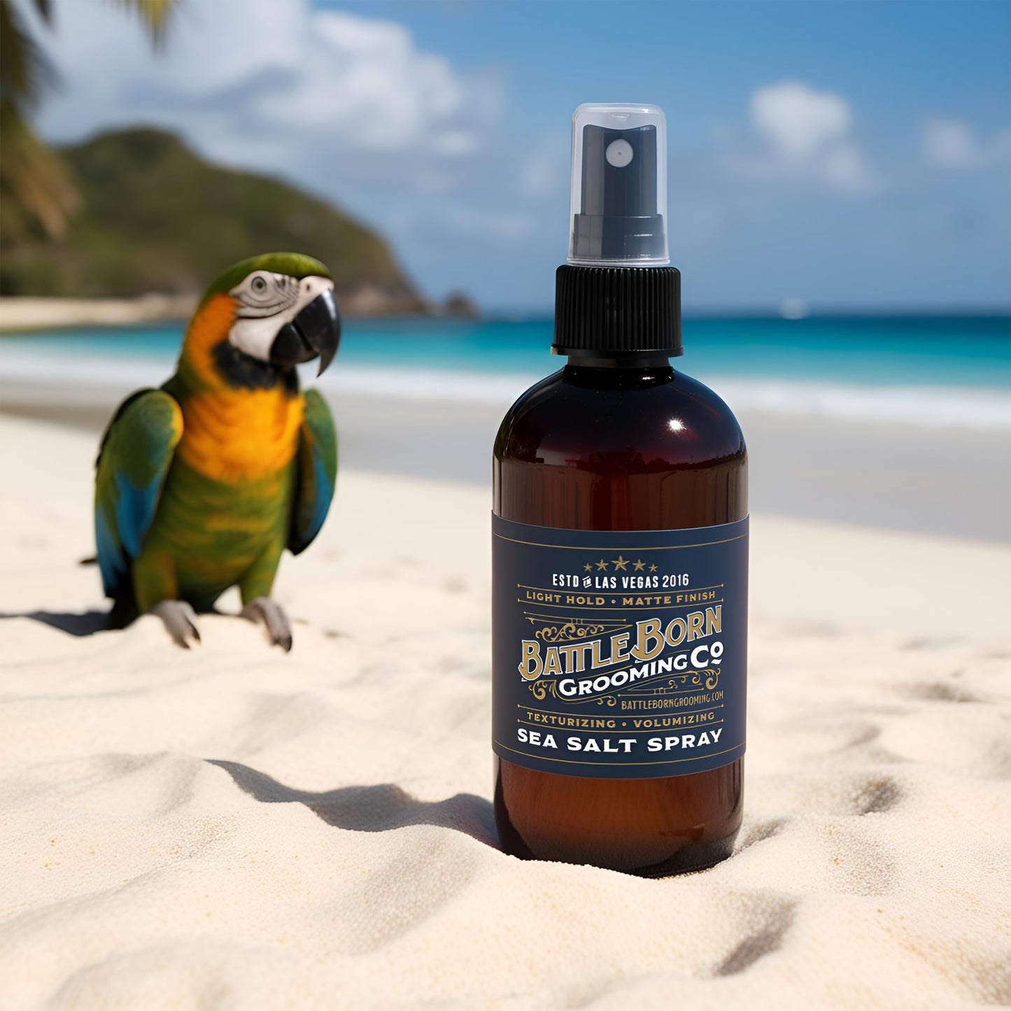 Battle Born Grooming Co Sea Salt Spray (Unscented, 8 fl oz) – Natural Vegan Texturizing Spray for Beach Waves, Volume & Thickness – Unisex