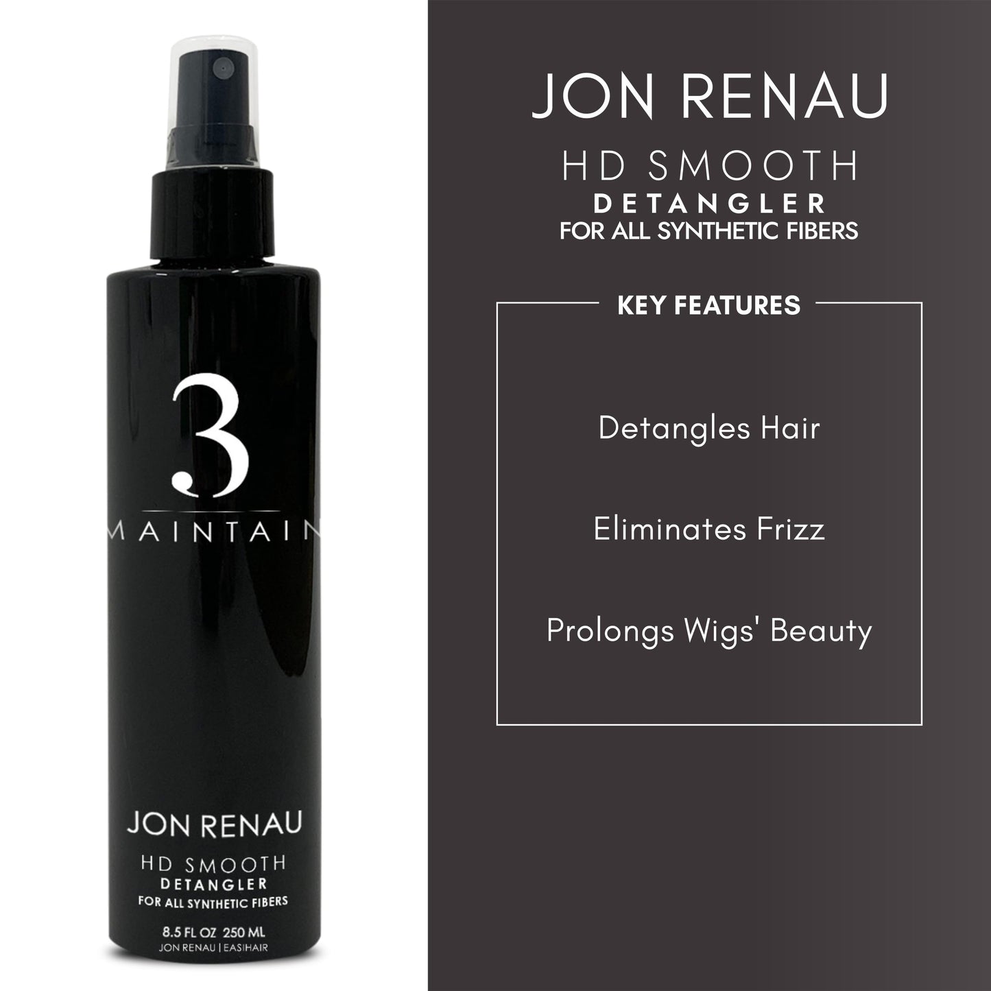 Jon Renau HD Smooth Detangler – Wig Detangler Spray for Synthetic Wigs & Hair, Travel-Size, 8.5 Ounces