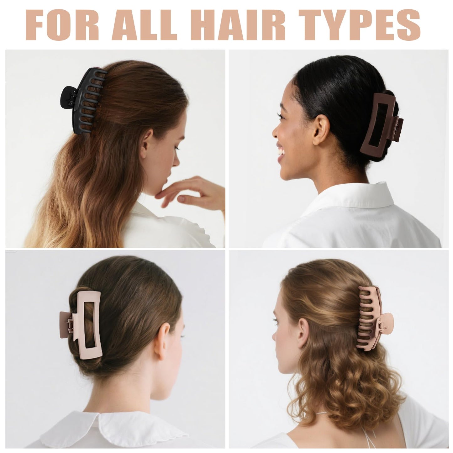 TOCESS 8 Pack Large Hair Claw Clips for Women – 4.33" Matte Jumbo Clips for Thick, Thin & Curly Hair, 90’s Style Strong Hold, Nonslip Design