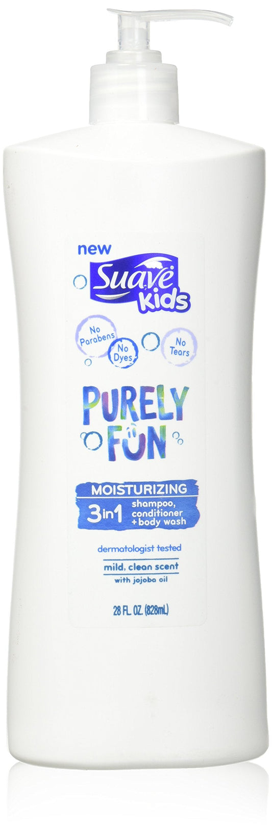 Suave Kids 3 In 1 Shampoo + Conditioner+ Body Wash Purely Fun, 28 Ounce(Packaging May Vary)