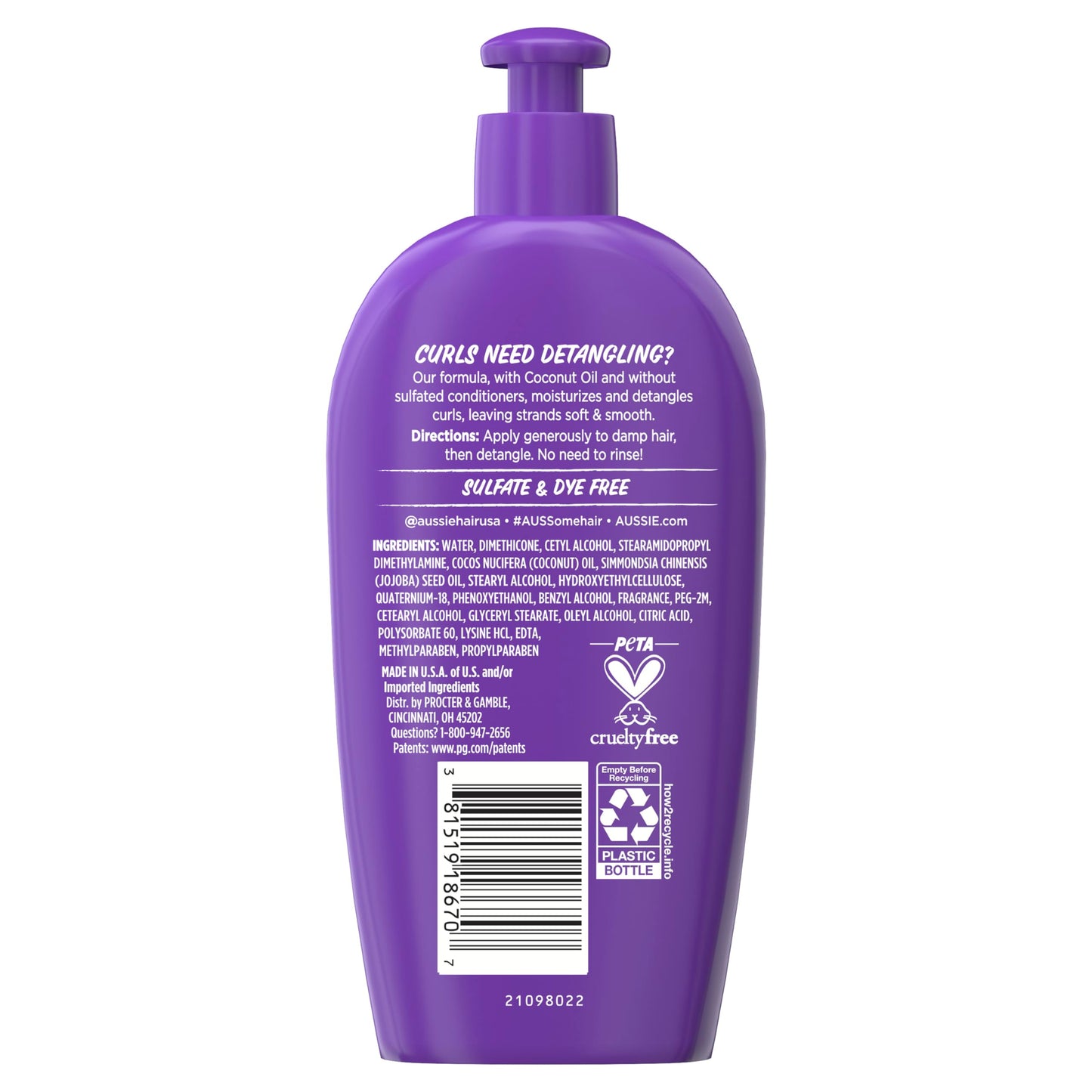 Aussie Miracle Curls with Coconut Oil, Paraben Free Detangling Milk Treatment, 6.7 fl oz