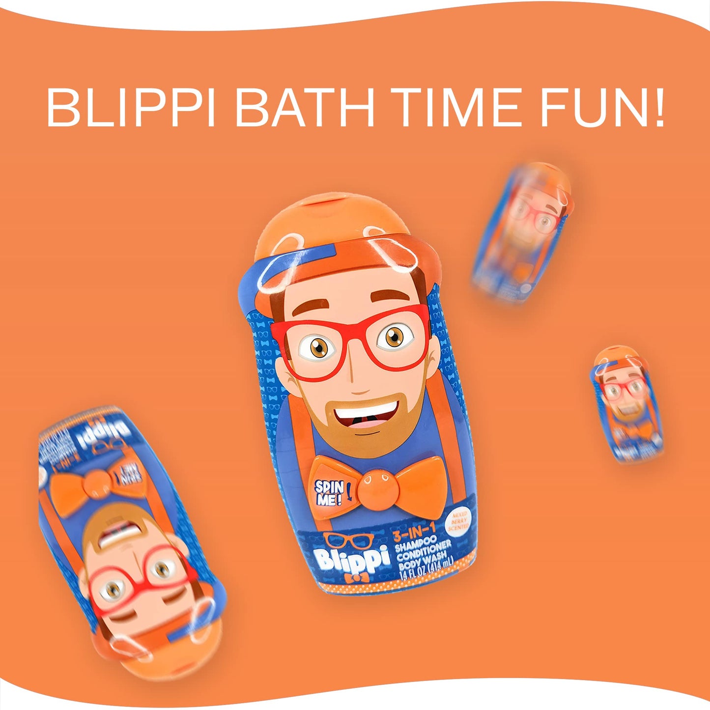 Blippi Taste Beauty 3-in-1 Kids’ Bodywash, Shampoo, and Conditioner, 14 Ounces, Mixed-Berry Scent
