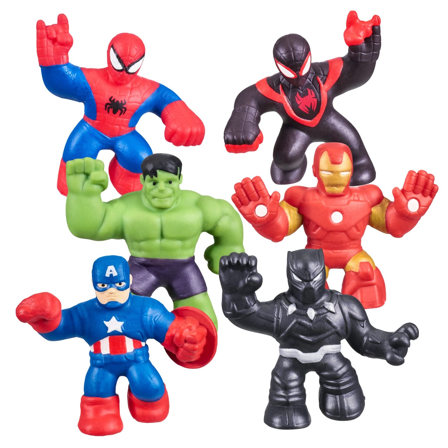 Heroes of Goo Jit Zu Marvel Mega Mini 6-Pack – Squishy, Stretchy Mini Figures: Iron Man, Spider-Man, Captain America, Hulk & More