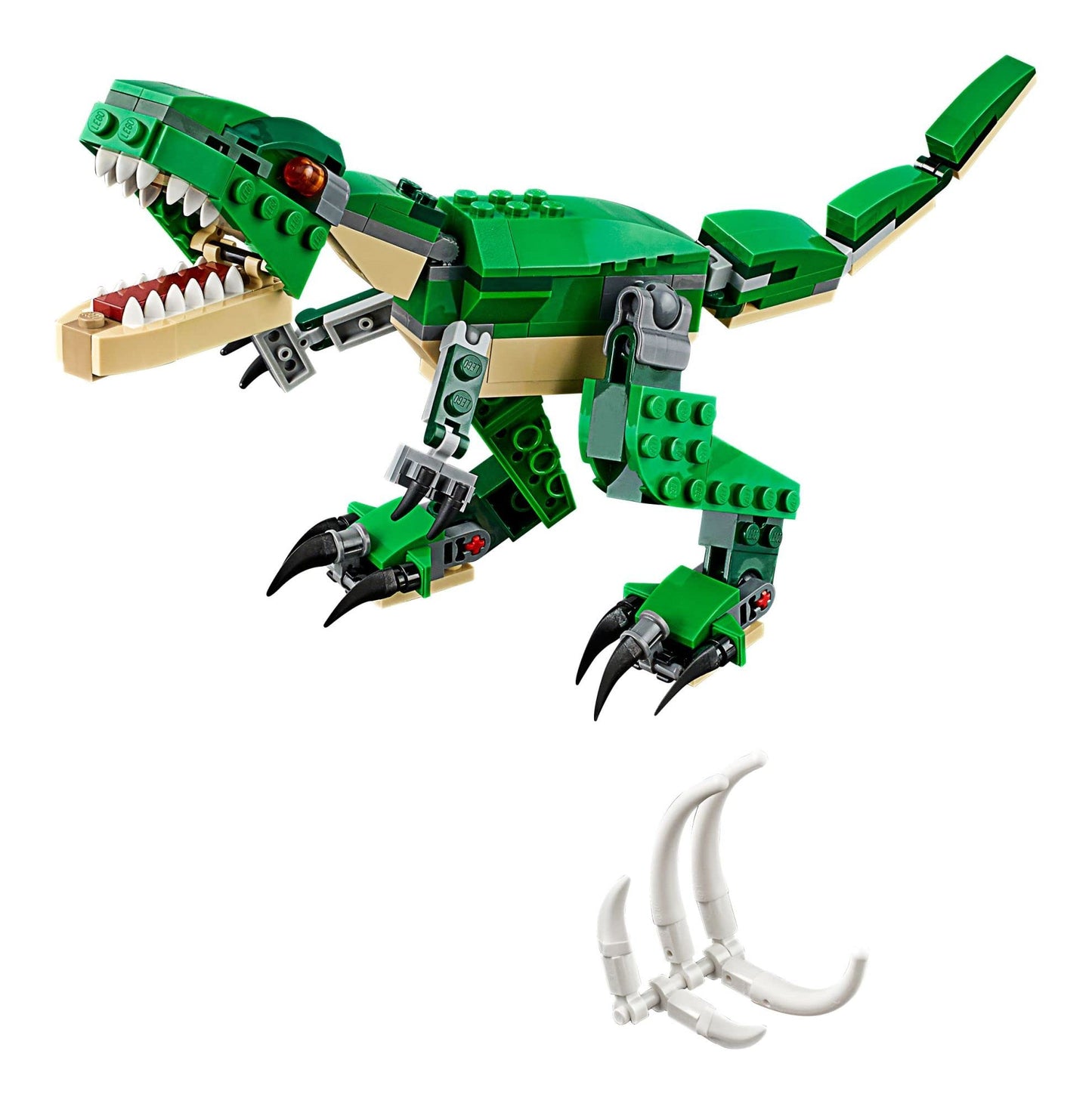 LEGO Creator 3-in-1 Mighty Dinosaur Toy, Transforming T. rex, Triceratops & Pterodactyl Figures, Gift for Kids 7-12, Set 31058