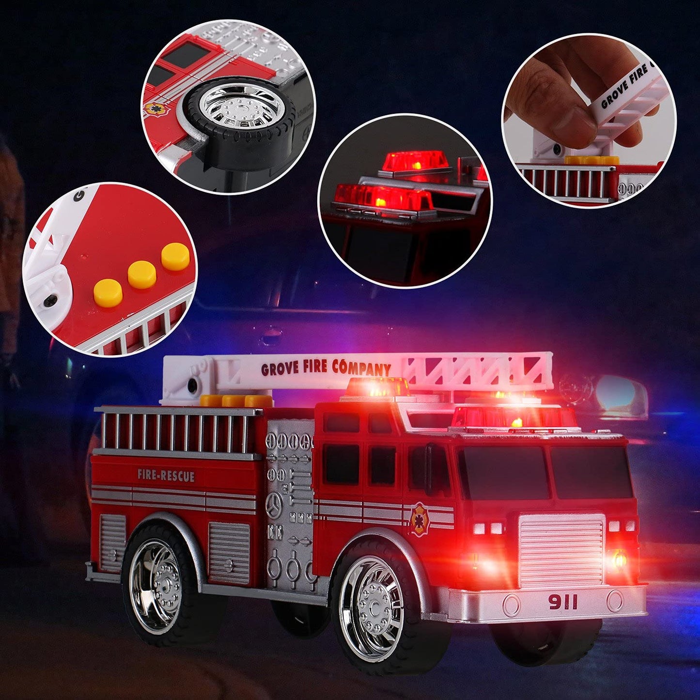 Liberty Imports 3-in-1 True Hero Rescue Vehicles Playset for Kids – Ambulance, Fire Truck & Police Car with LED Lights & Sound Effects