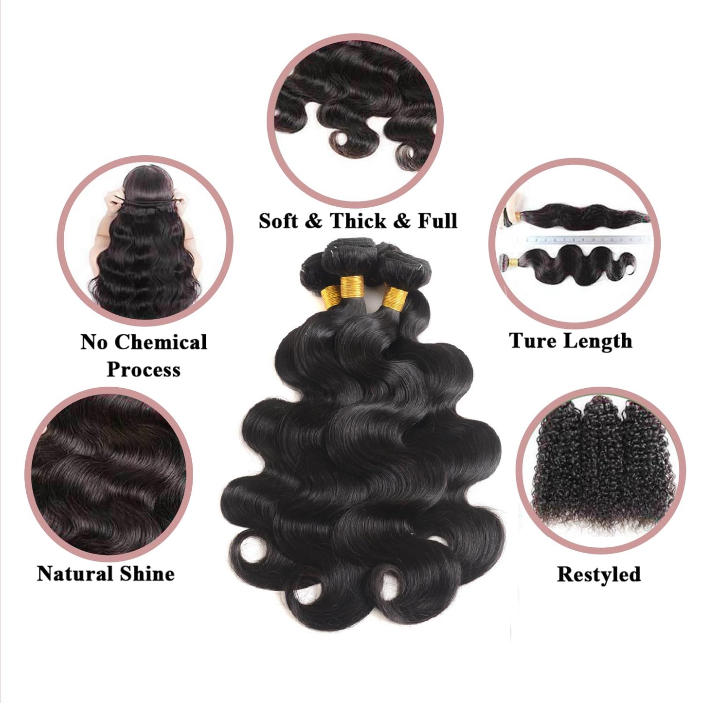 Katspon 12A Brazilian Body Wave Human Hair Bundles 20-26 Inch | 100% Unprocessed Virgin Hair Extensions, Natural Black, 4 Pack