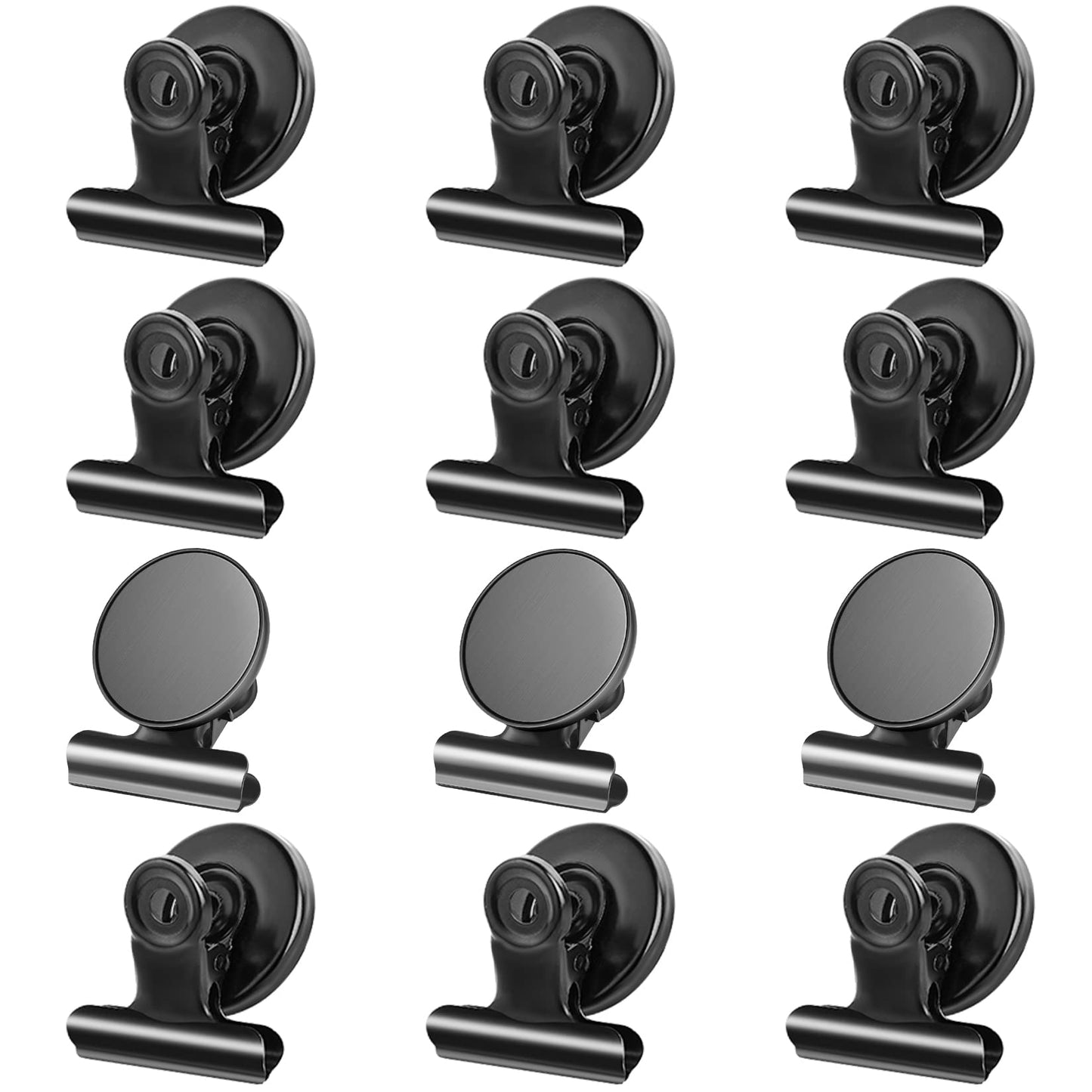 12-Pack Heavy-Duty Magnetic Clips – Fridge & Whiteboard Magnets for Notes, Lists, Photos, Home, Office & Classroom Use (Black)