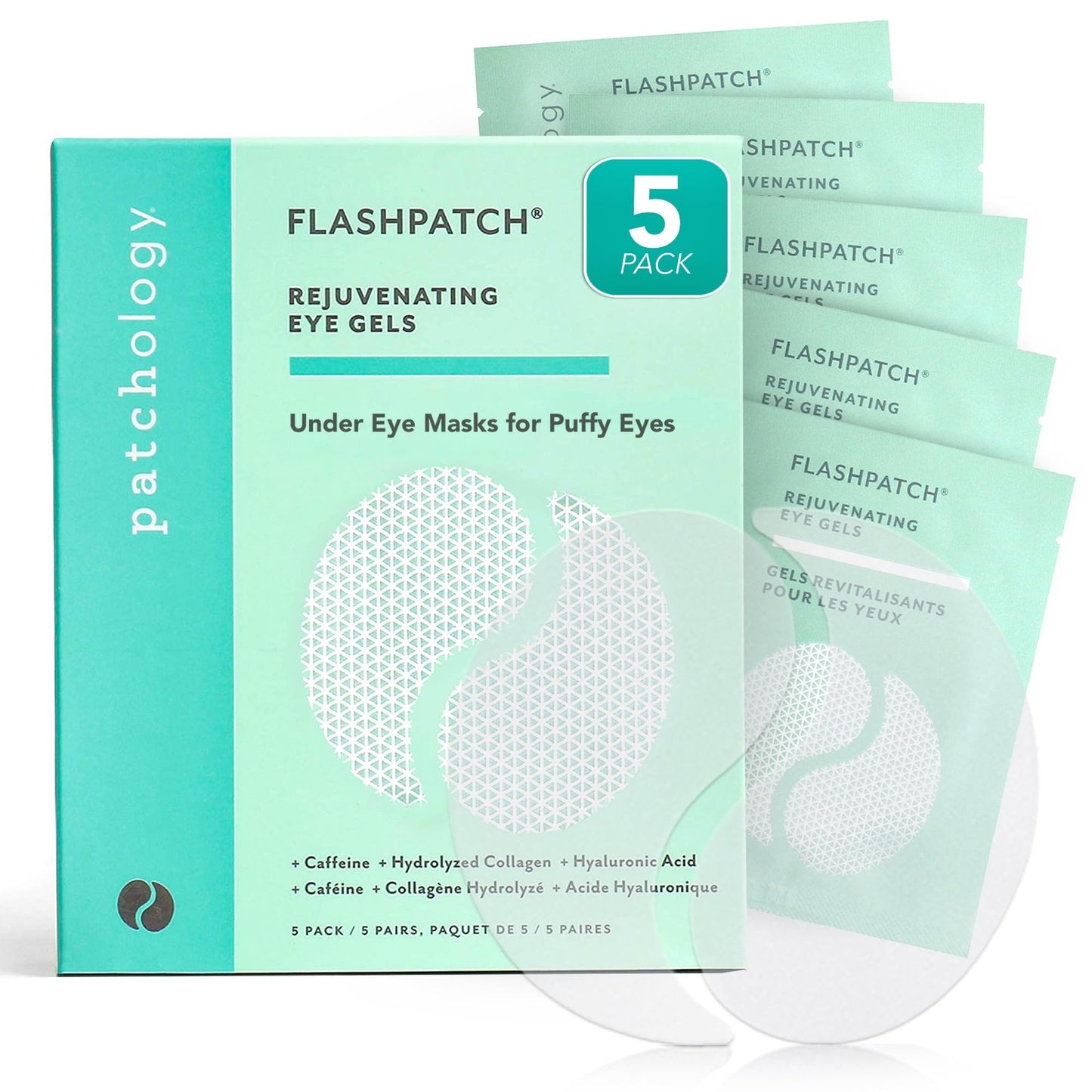 Patchology Under Eye Gel Patches – Soothing Eye Masks for Dark Circles, Puffiness & Eye Bags, 5 Pairs, Skincare for All Skin Types
