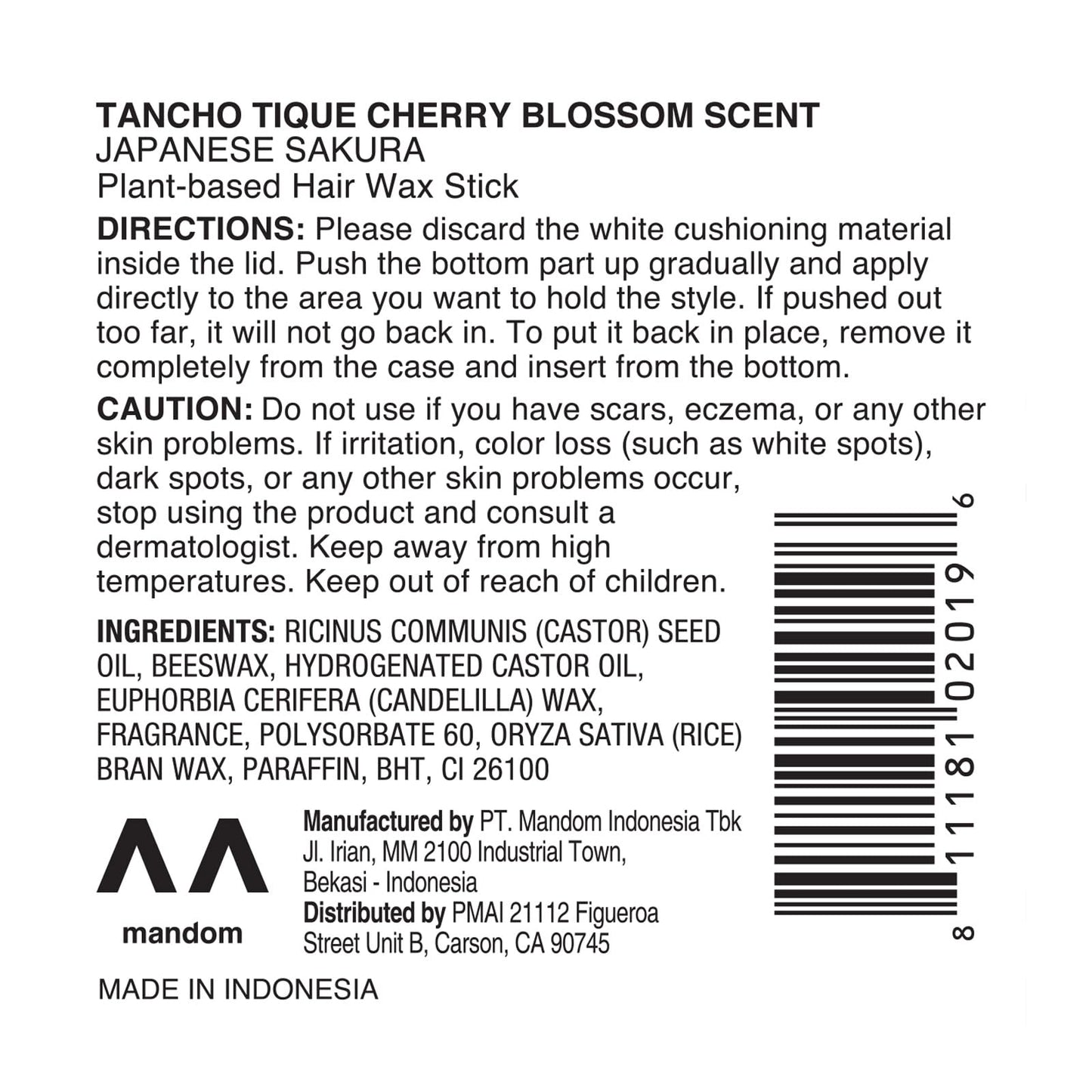 GATSBY Tancho Hair Styling Wax Stick 3.5oz | Japanese Cherry Blossom Scent | Plant-Based Pomade for All Hair Types | Mandom Japan Special Edition