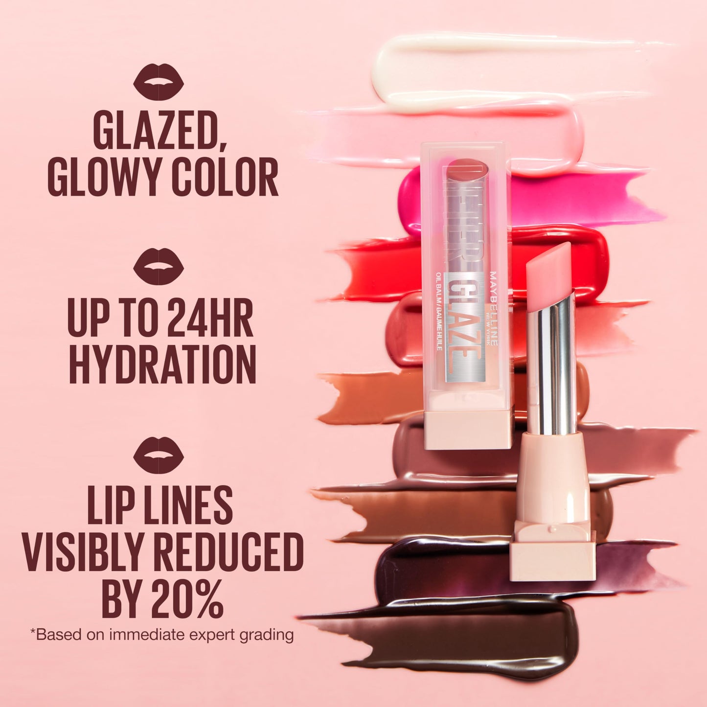 Maybelline Lifter Glaze Lip Balm – Berry Haze, Hyaluronic Acid & Hydrating Oils, 24HR Moisture & Smooth Shine, Sheer Mauve