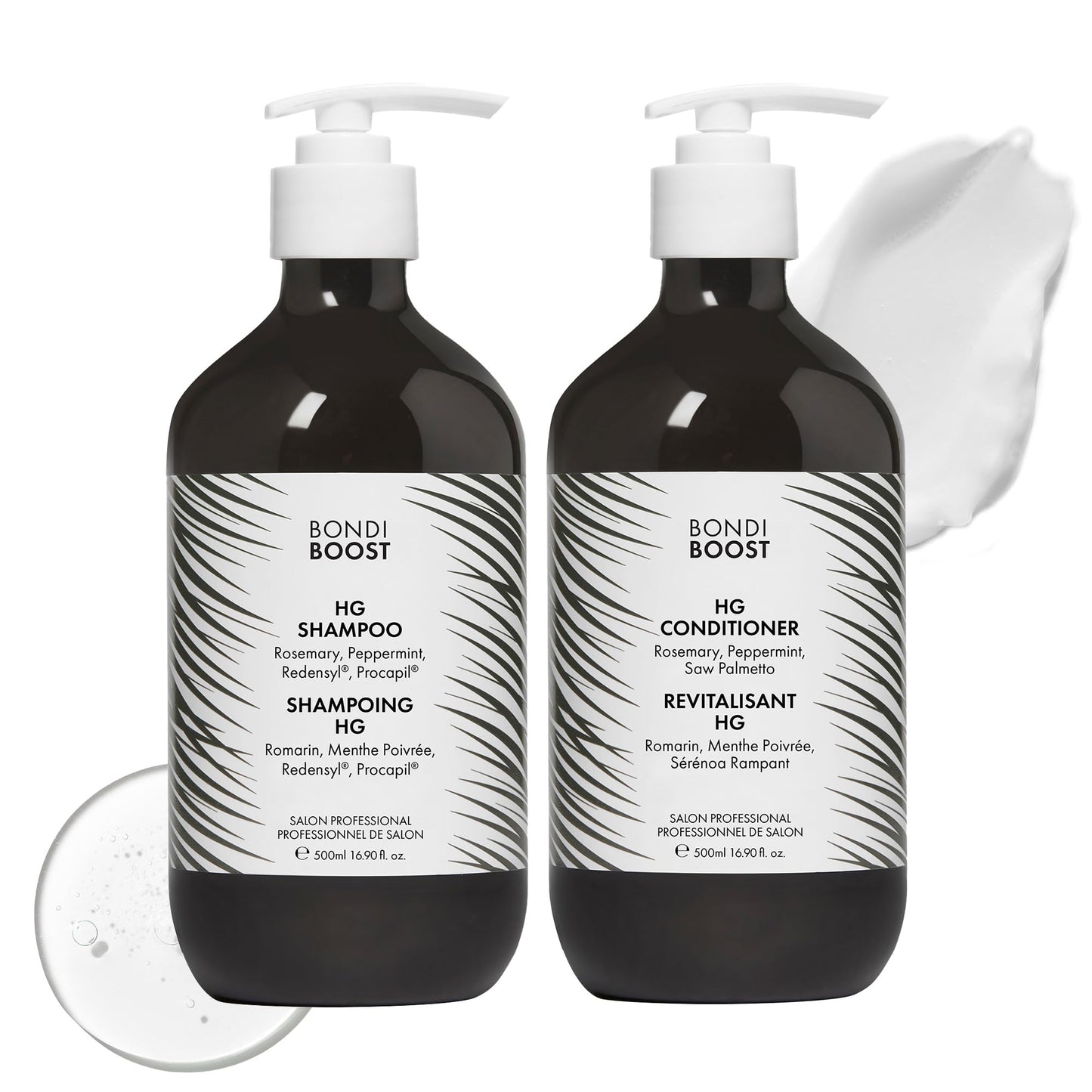 BondiBoost HG Anti-Thinning Shampoo & Conditioner Set 16.9 fl oz Each – Sulfate-Free, Clinically Tested, Thicker Hair for Men & Women