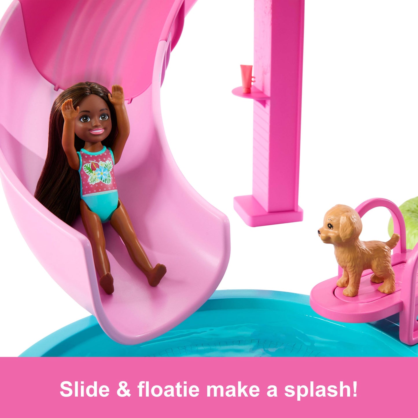 Barbie Dream Pool Playset with 6 Play Areas, Including Slide & Bubbling Hot Tub, Plus 20+ Accessories Like Pet, Floaties & More