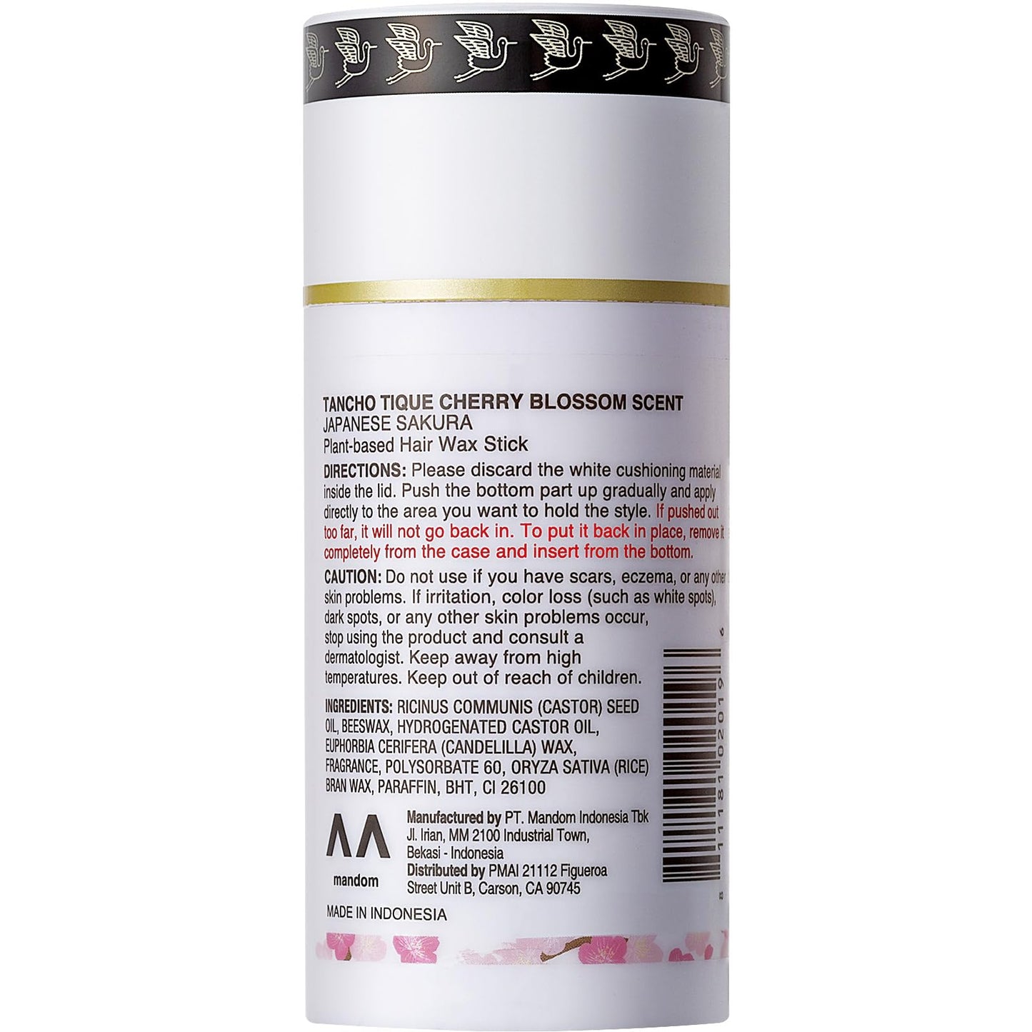 GATSBY Tancho Hair Styling Wax Stick 3.5oz | Japanese Cherry Blossom Scent | Plant-Based Pomade for All Hair Types | Mandom Japan Special Edition