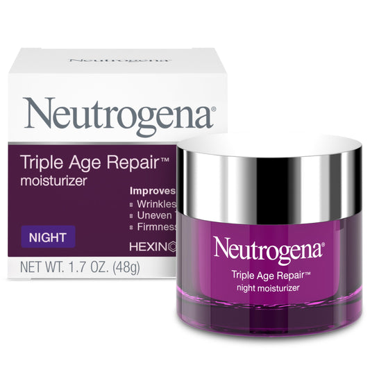 Neutrogena Triple Age Repair Night Cream 1.7oz – Anti-Aging, Hydrating Face Moisturizer with Vitamin C for Even Skin Tone & Firming