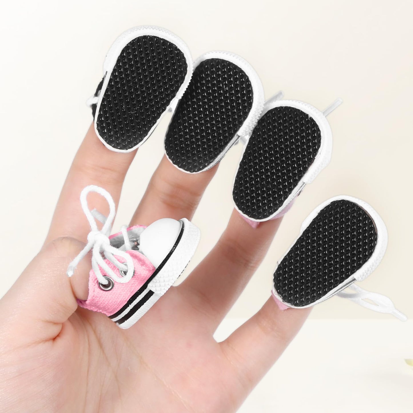 2 Pcs Mini Doll Shoes for 17cm Dolls, Cute Black & Pink Canvas Sneakers, 5.9in Doll Accessories, Doll Not Included