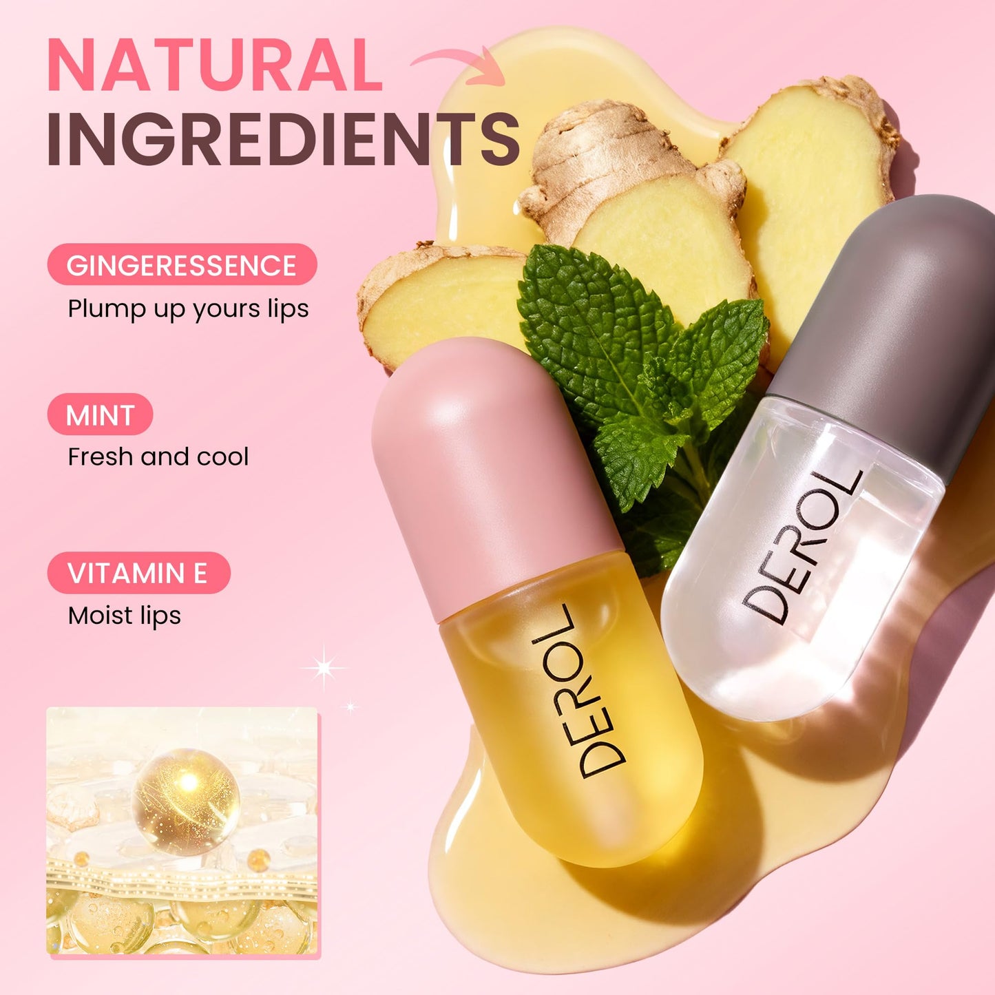 DEROL Lip Plumper by Vafee – Natural Lip Enhancer & Hydrating Serum, Reduces Fine Lines for Fuller, Beautiful Lips, 5.5ML