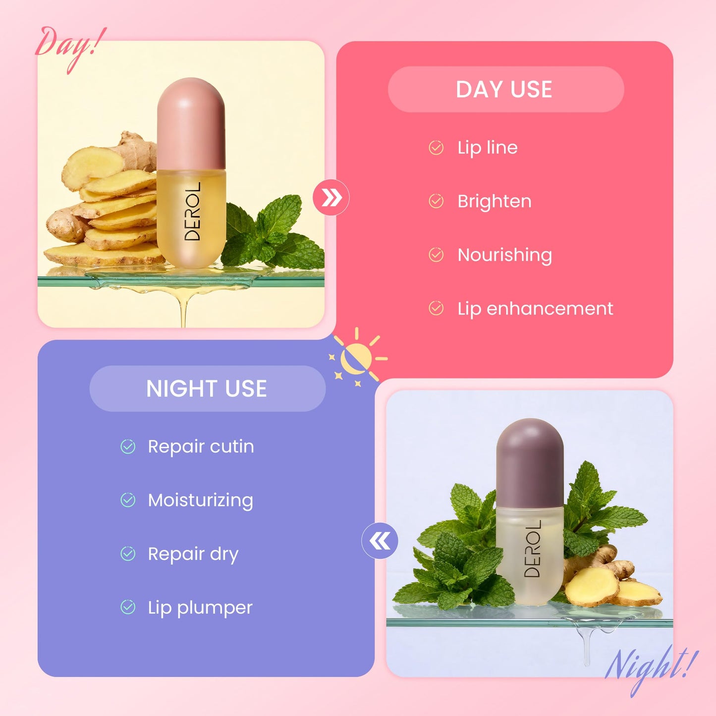 DEROL Lip Plumper by Vafee – Natural Lip Enhancer & Hydrating Serum, Reduces Fine Lines for Fuller, Beautiful Lips, 5.5ML