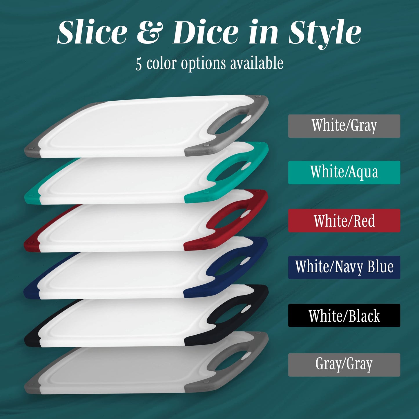 3-Pack Gray Cutting Boards Set – BPA-Free, Reversible Chopping Boards with Non-Slip Handles, Multiple Sizes, Perfect Gift for Cooks