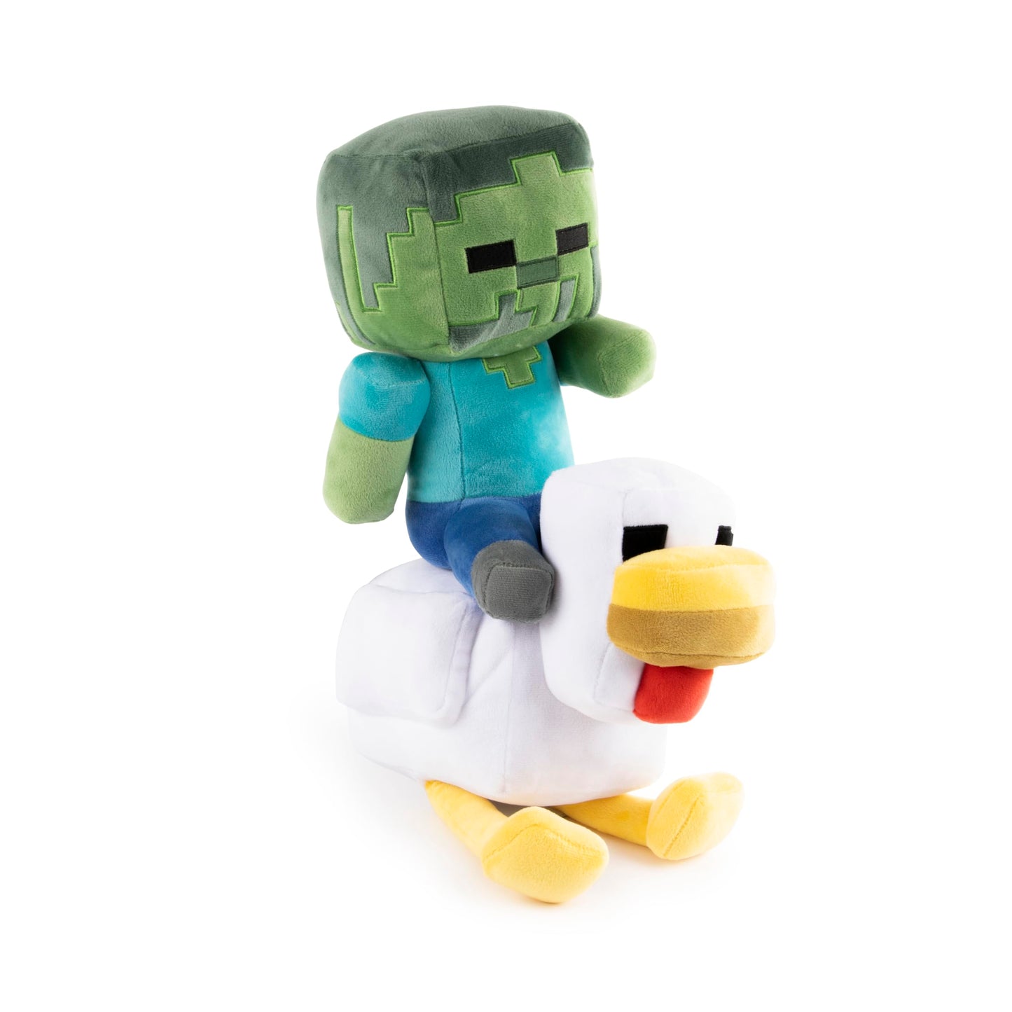 Jay Franco Minecraft Plush Pillow Buddy - Soft Plushie Stuffed Pillow, 20 Inches, Gray - Chicken Jockey