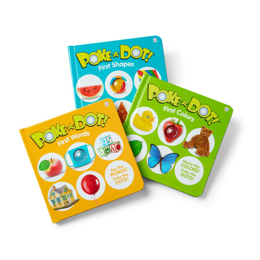 Melissa & Doug Poke-a-Dot! 3-Pack Board Books – First Words, Shapes & Colors, Interactive Pop Buttons, Educational Sensory Toy for Ages 1+
