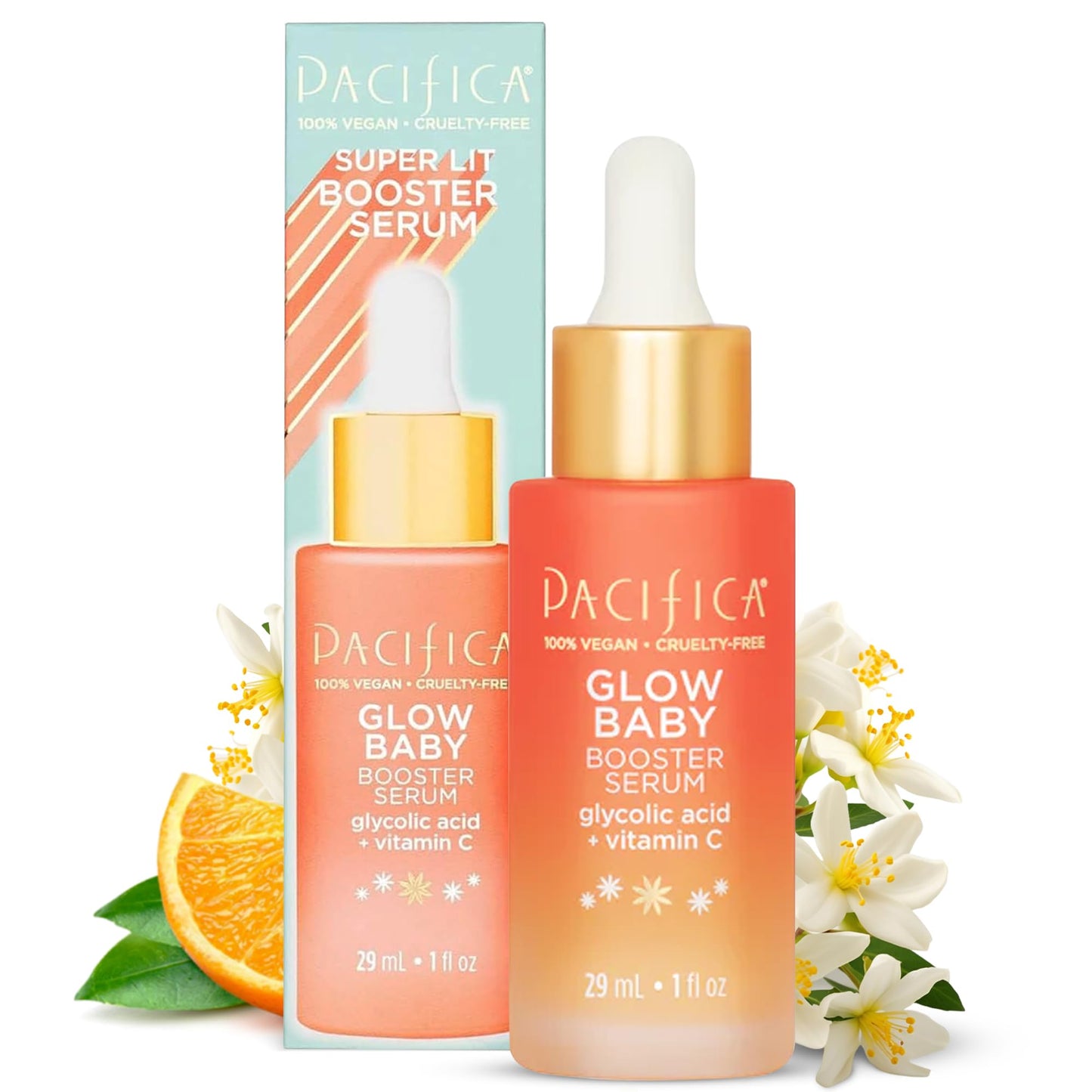 Pacifica Vitamin C Glow Baby Face Serum - Glycolic Acid Dark Spot Corrector, Anti-Aging, Brightening, Vegan & Fragrance-Free