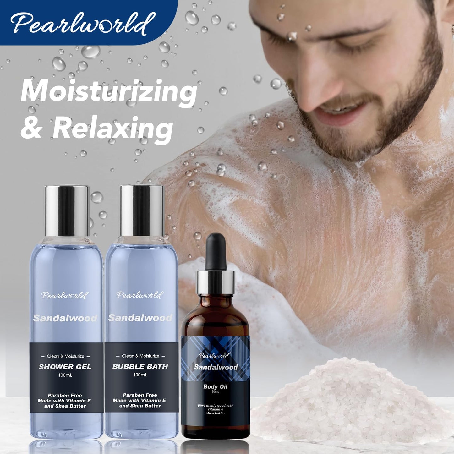 PEARLWORLD 12-Pc Men's Bath & Spa Gift Set – Ocean Scented Skin Care Kit, Self-Care & Relaxation Gift for Him, Christmas & Birthday