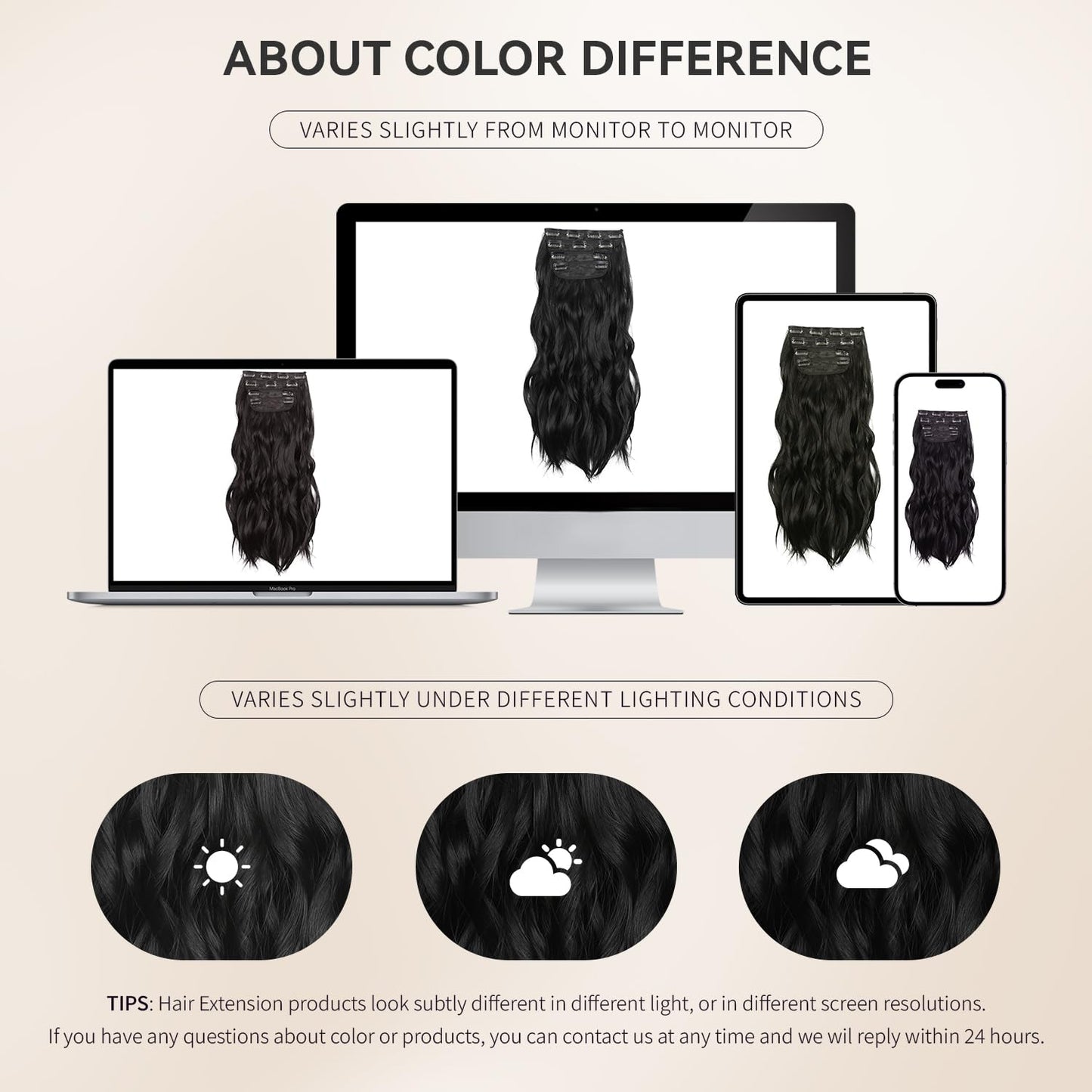 Black Hair Extensions, 20 Inches Soft Synthetic Curly Hair Extensions Clip ins (Color: Black)