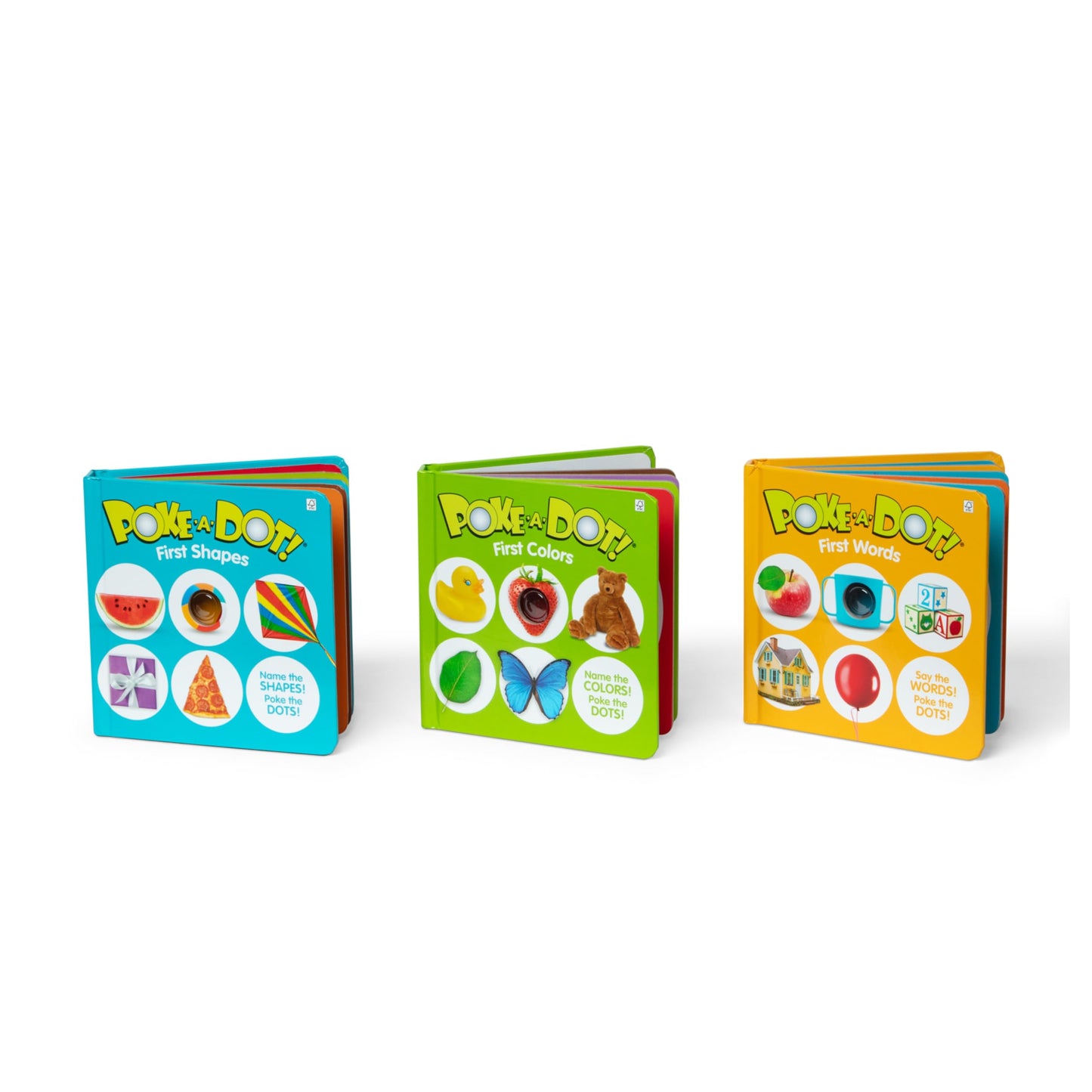 Melissa & Doug Poke-a-Dot! 3-Pack Board Books – First Words, Shapes & Colors, Interactive Pop Buttons, Educational Sensory Toy for Ages 1+