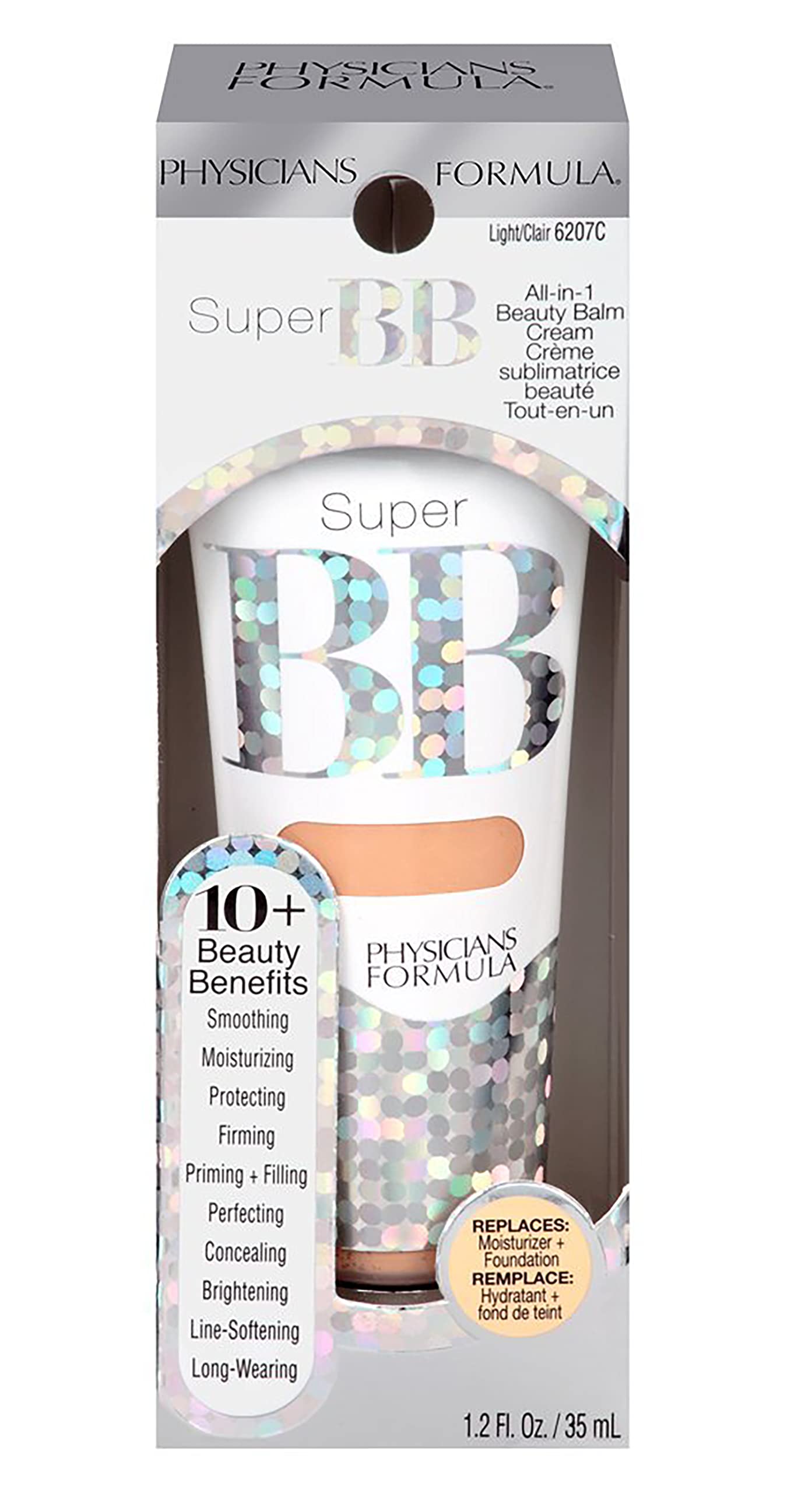 Physicians Formula Super BB Cream. All in 1 Tinted Beauty Balm Foundation Cream, Sheer Moisturizing Coverage, Cruelty free - Light