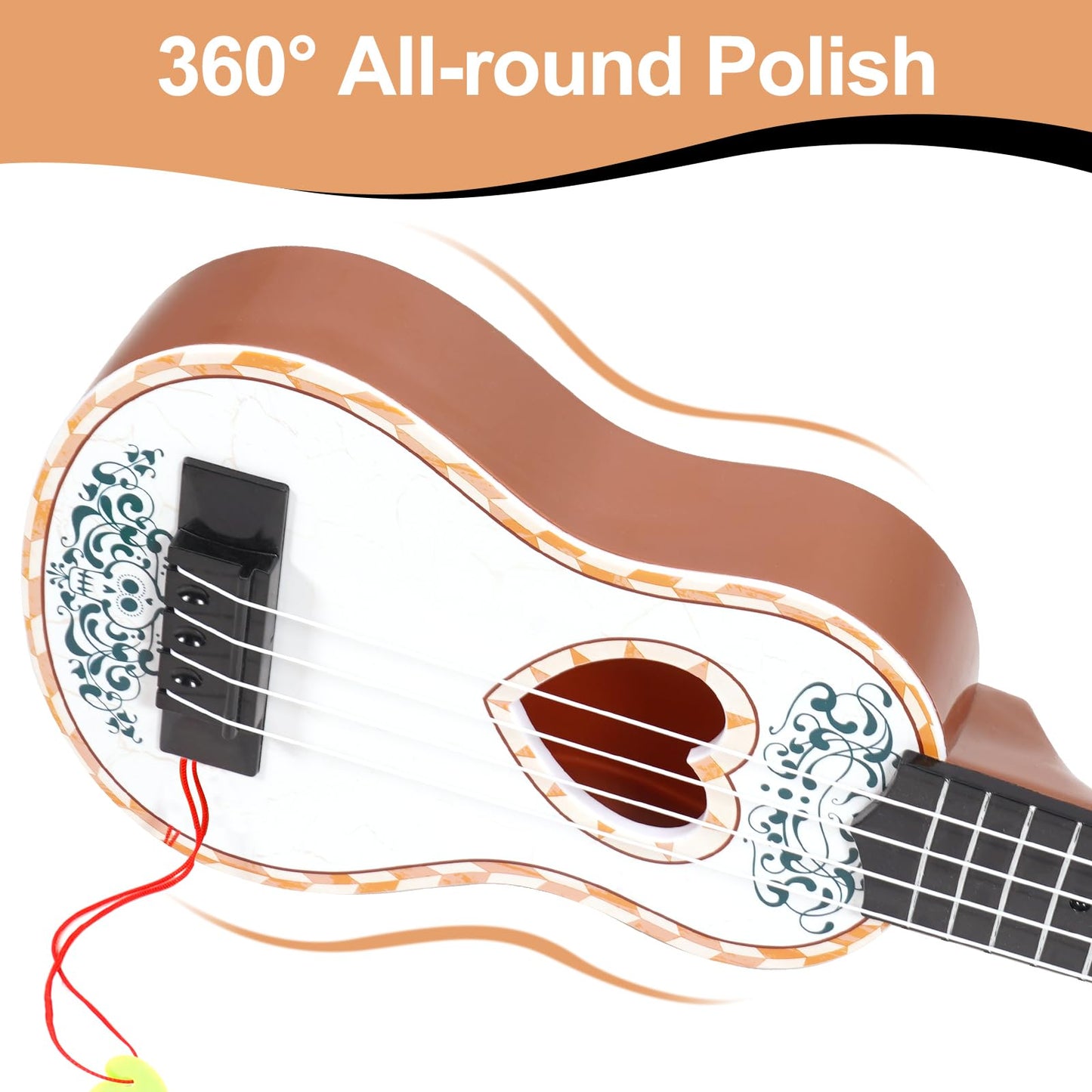 Raimy 17" Ukulele for Kids - 4-String Mini Guitar Musical Toy for Beginners, Toddler Learning Instrument, Gifts for Ages 3-9 (White)