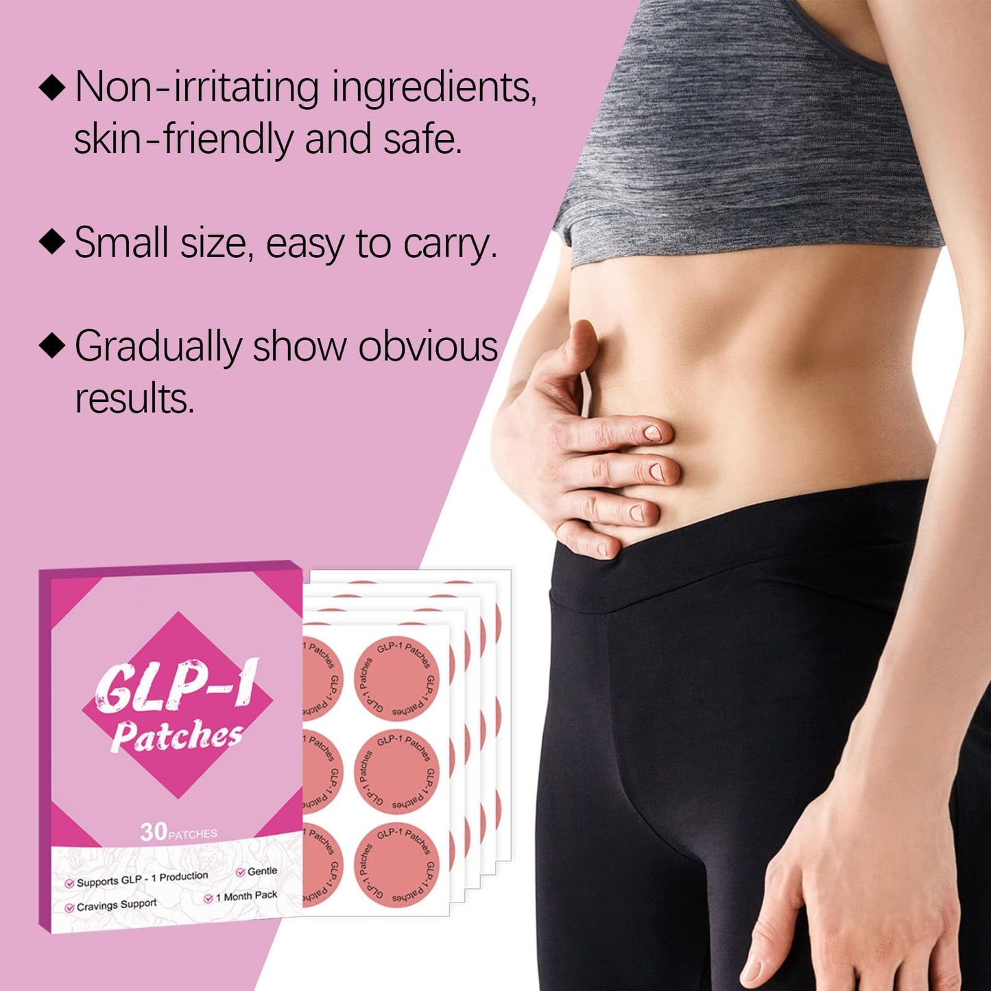 GLP-1 Patches,24-Hour Firming Body Care Patch with Natural Ingredients,Mild,Moisturizing Supports Skin Elasticity & Contouring for Women- 30pcs
