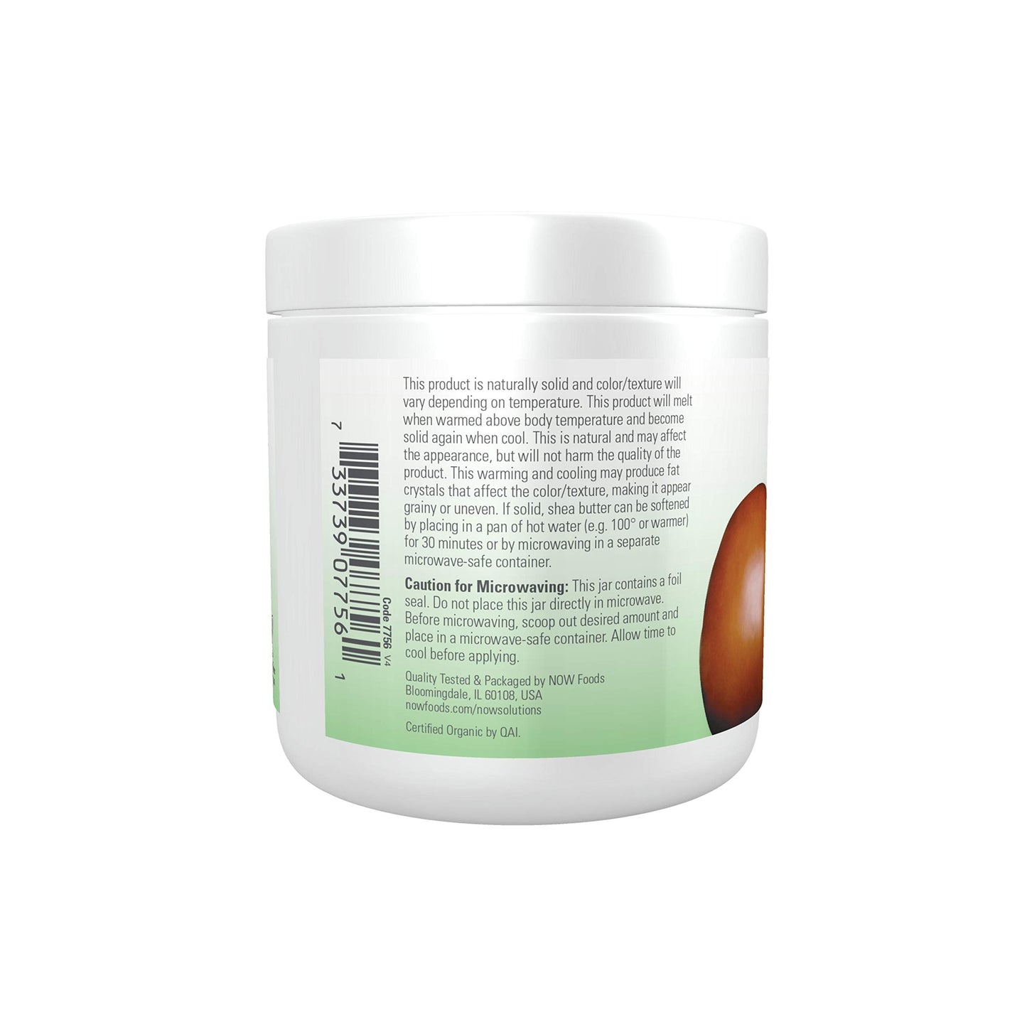 NOW Foods Solutions, Certified Organic Shea Butter, Moisturizer For Rough And Dry Skin, 7-Ounce