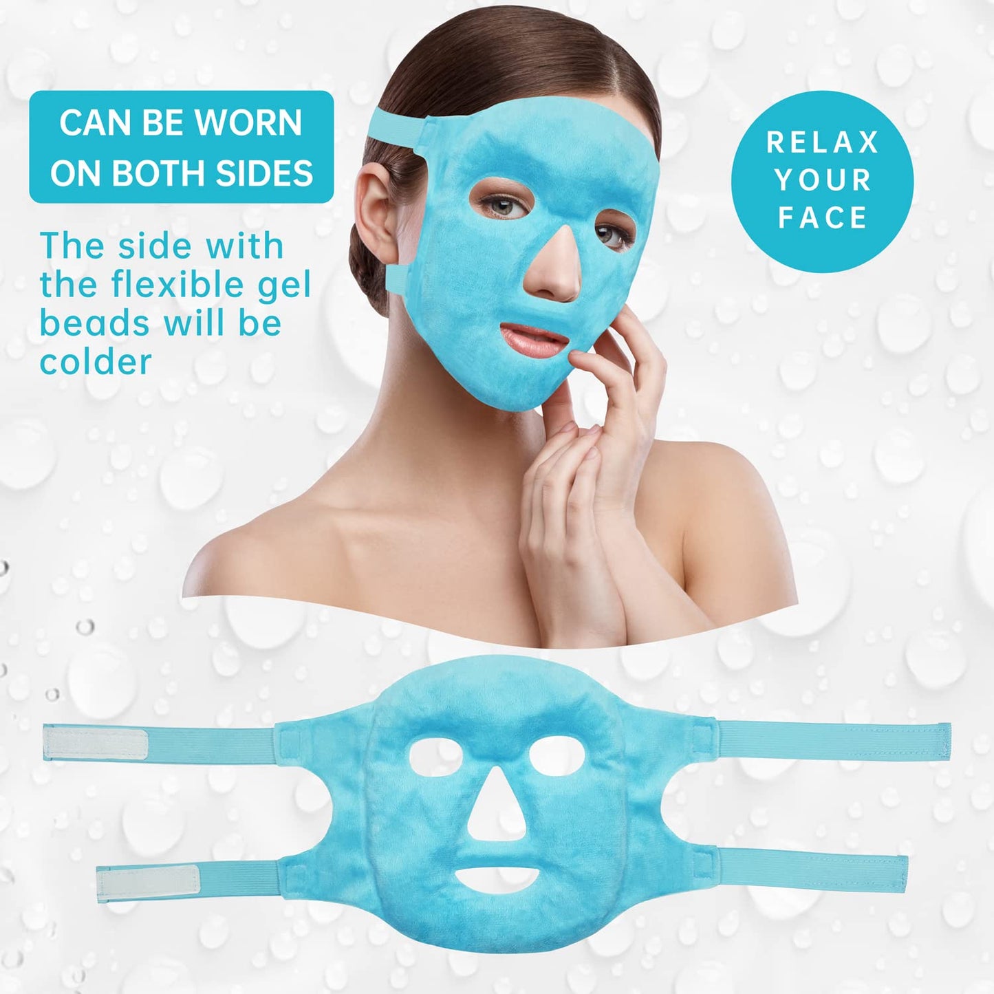 ZNÖCUETÖD Cold & Hot Gel Face Eye Mask – Reduce Puffiness, Dark Circles, Headaches, Post-Laser Care, Skin SPA for Women [Blue]
