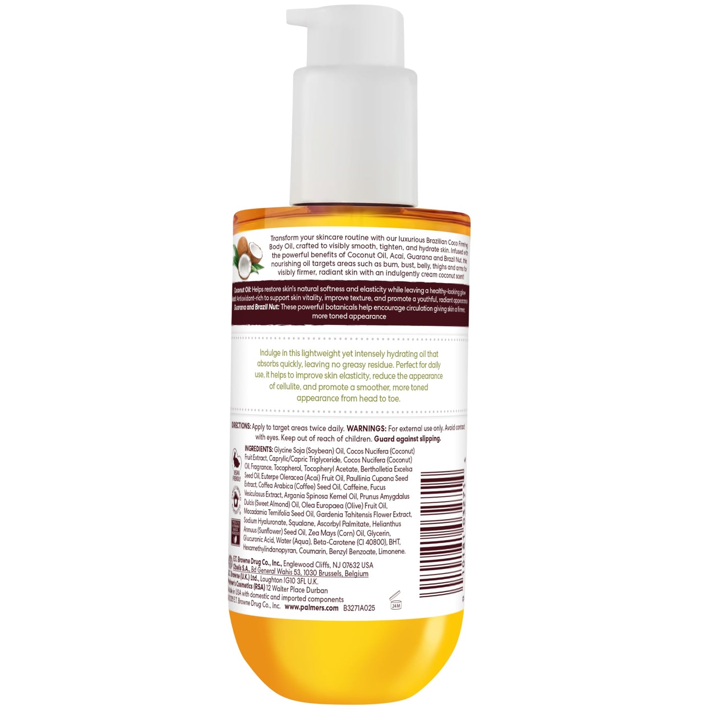 Palmer's Coconut Oil Brazilian Coco Firming Body Oil with Vitamin E, 6.5oz – Tightens & Firms Bum, Bust & Belly, 48Hr Moisture