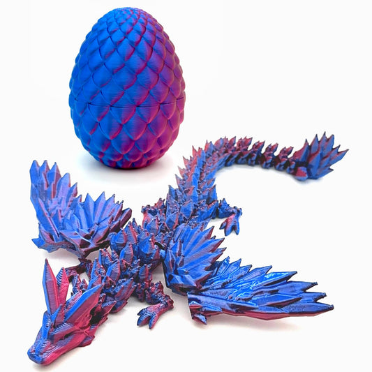 HEZUJ 3D Printed Purple Dragon with Wings & Egg, Surprise Flying Dragon Inside, Articulated Figurine, Kids Gift & Home Decor