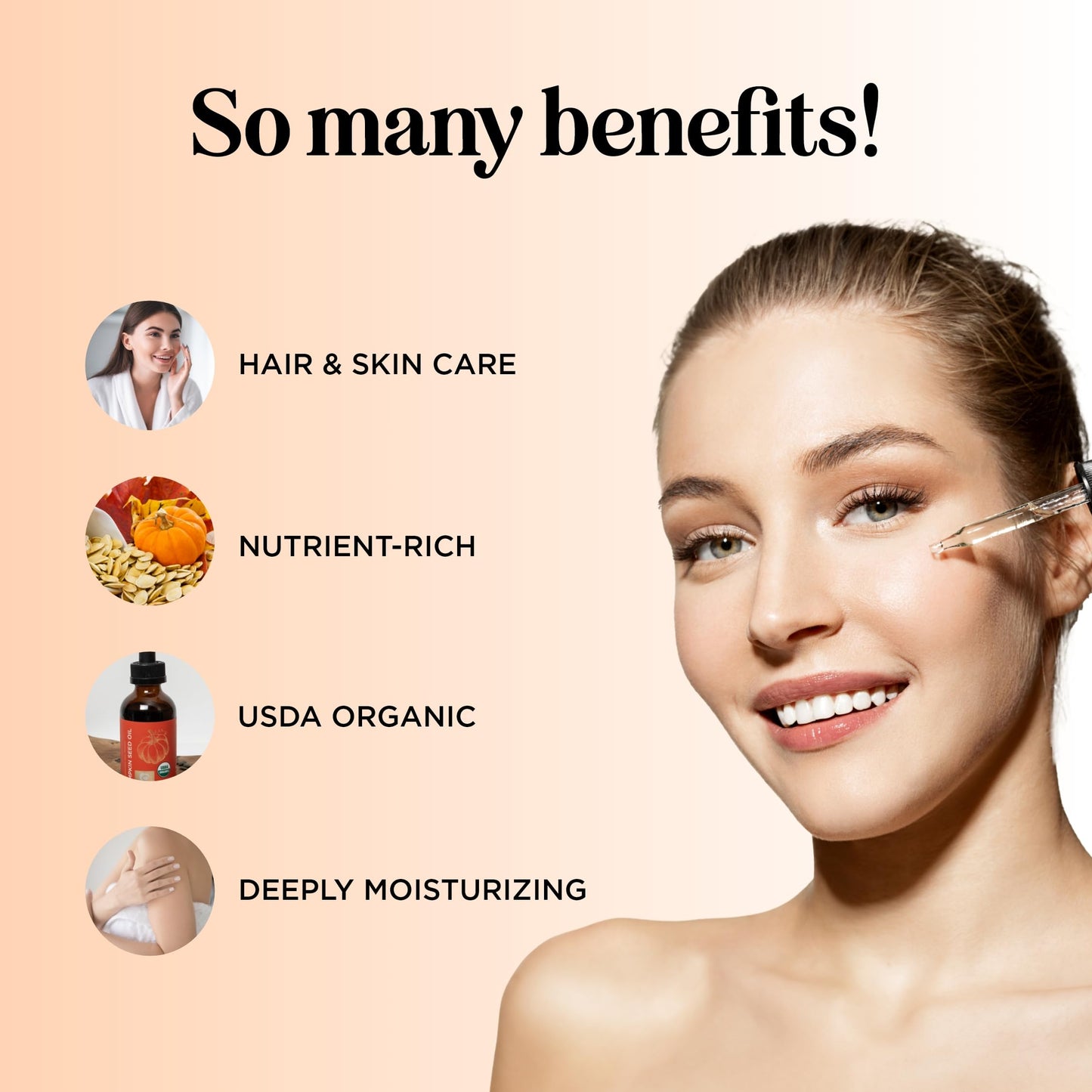 USDA Organic Pumpkin Seed Oil 4oz – 100% Pure, Cold Pressed & Unrefined Virgin Oil for Hair Growth, Volume & Anti-Aging Face Moisturizing