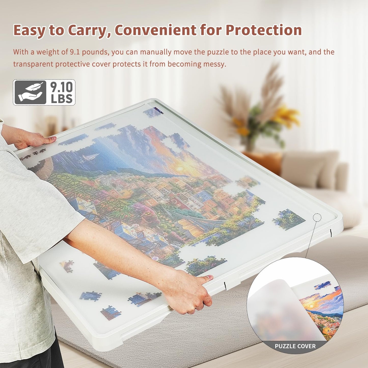 BuilderButler 1500-Piece Rotating Puzzle Board – 360° Lazy Susan with 6 Sliding Drawers & Cover, 34.25"x26.38" Portable Puzzle Table, Gift