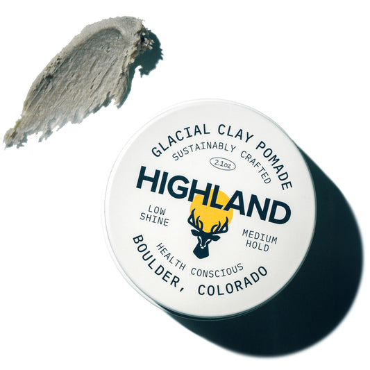 Highland Glacial Hair Clay Pomade | Award-Winning Natural & Organic Styling Clay | Medium Hold, Low Shine | For Men & Women | Promotes Scalp Health